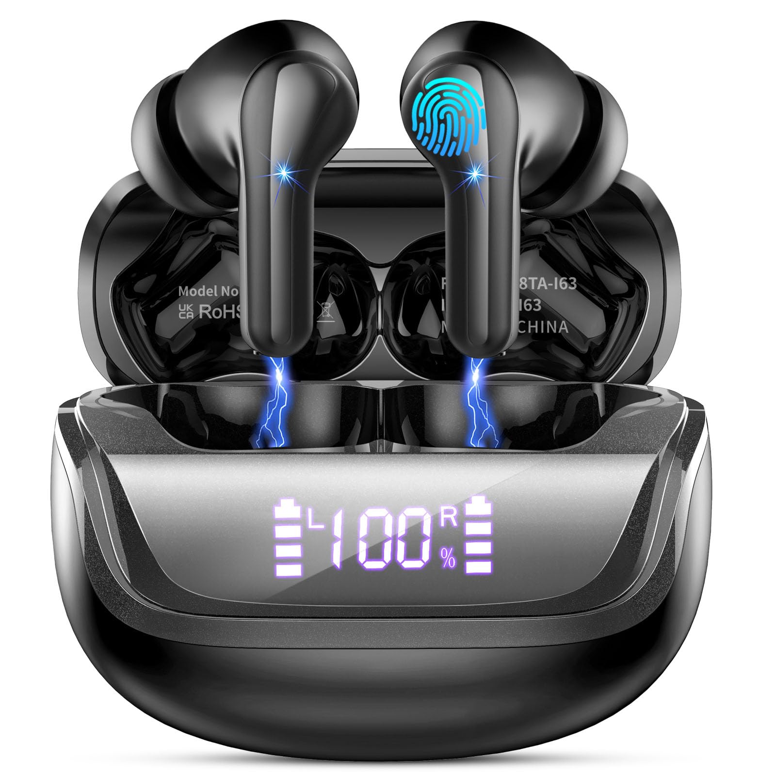 Jxrev 2026 Wireless Earbuds, Bluetooth 5.4 Headphones with ENC Noise Canceling Mics, in-Ear Earphones Deep Bass Stereo, IP7 Waterproof Wireless Headphones for Android iOS | In-Ear Earphones, ENC Noise Canceling Mics, IP7 Waterproof Headphones, Android, iOS, 45H Playtime Ear Buds, Dual LED Display