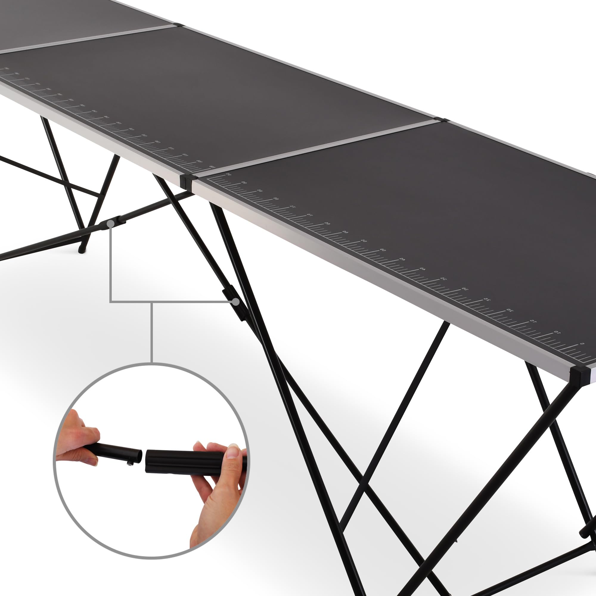 Raburg Tapeziertisch, einteilig, Alu Multifunktionstisch, Arbeitstisch klappbar, 300x60x77, bis 30 kg belastbar, Zentimeter-Skala 290 cm, Heimwerken Flohmarkt Tapezieren Hobby Renovieren, Stan