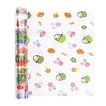 JOYIT 100ft Easter Cellophane Wrap Roll with Egg (17.5 in x 100 ft) - 3 Mil Thick Easter Wrapping Paper Roll, Easter Cellophane Bags for Baskets Candy Gift Wrapping