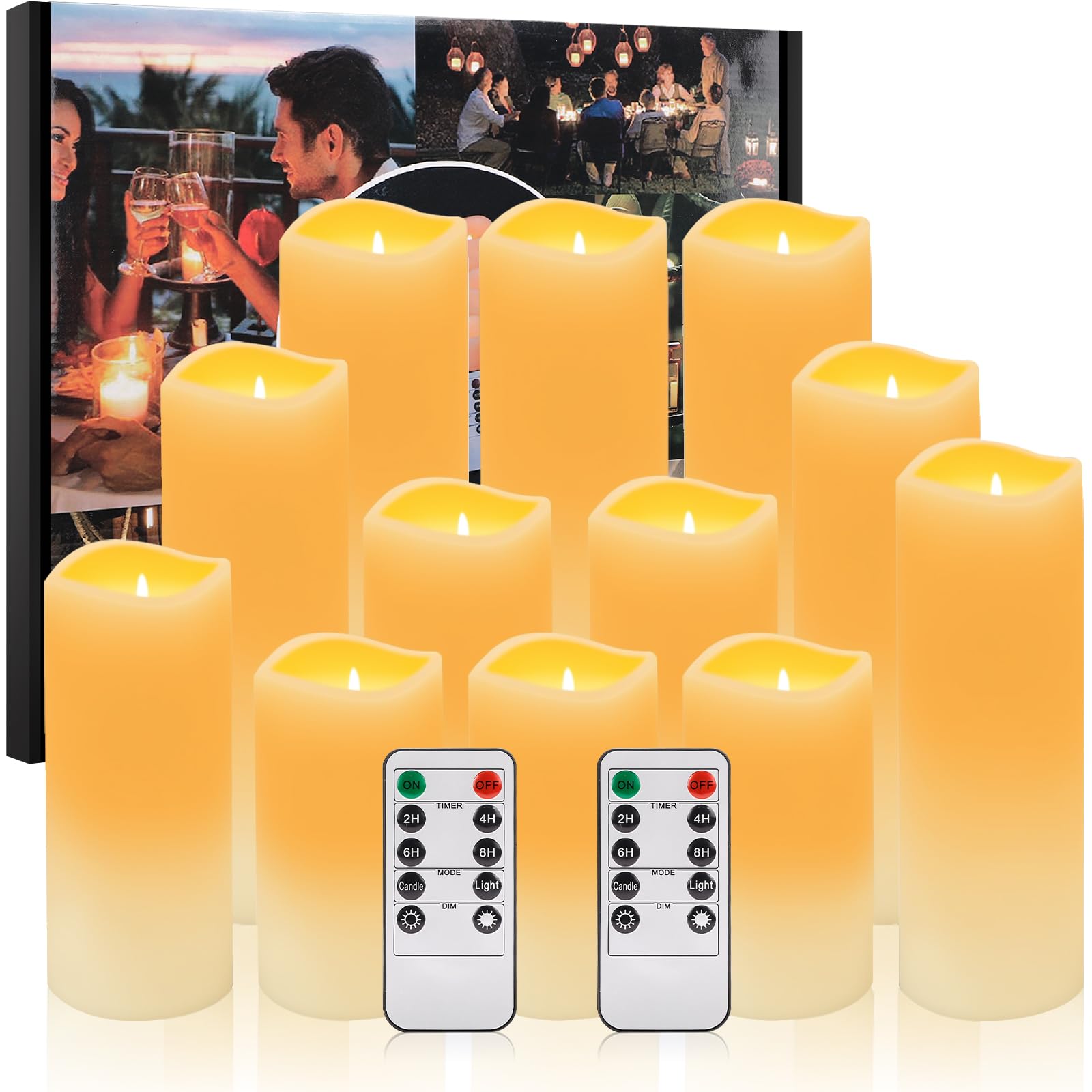 LUHI LED Velas Electricas Decorativas 12 luces, Velas LED Sin llama,Grandes Flameless Candles, Con Control Remoto de 10 Botones y Temporizador, Ideales para Navidad, Halloween y otras fiestasdecorar.
