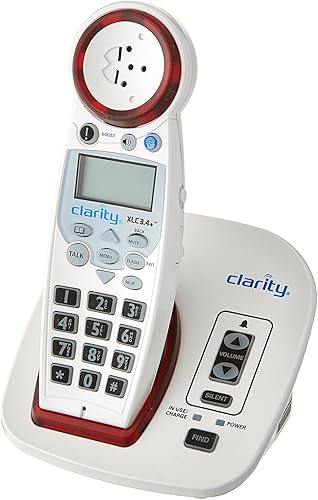 Clarity 59234.001 DECT 6.0 Altavoz extra fuerte de botón grande con identificación de llamadas parlante, blanco, 3.6" x 4.5" x 5.3"