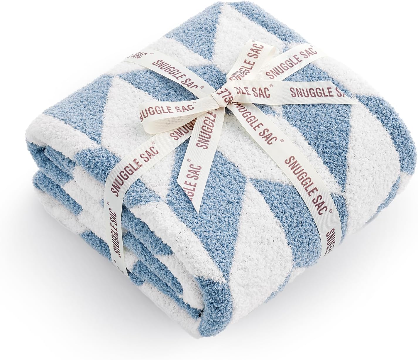 Snuggle Sac Chevron Throw Blanket for Couch, Reversible Super Soft Warm Blankets Cozy Knit Fuzzy Plush Lightweight Throws for Sofa, Bed, Camping, Blue, 50x60 inches - Image 8