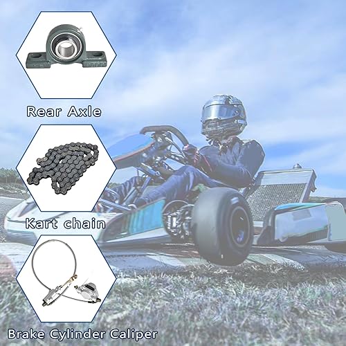 Miniatura 4 de Kit de eje trasero Go Kart de 44 pulgadas con bloque de almohada + piñón + disco de freno + buje + cadena + cilindro maestro de freno de repuesto
