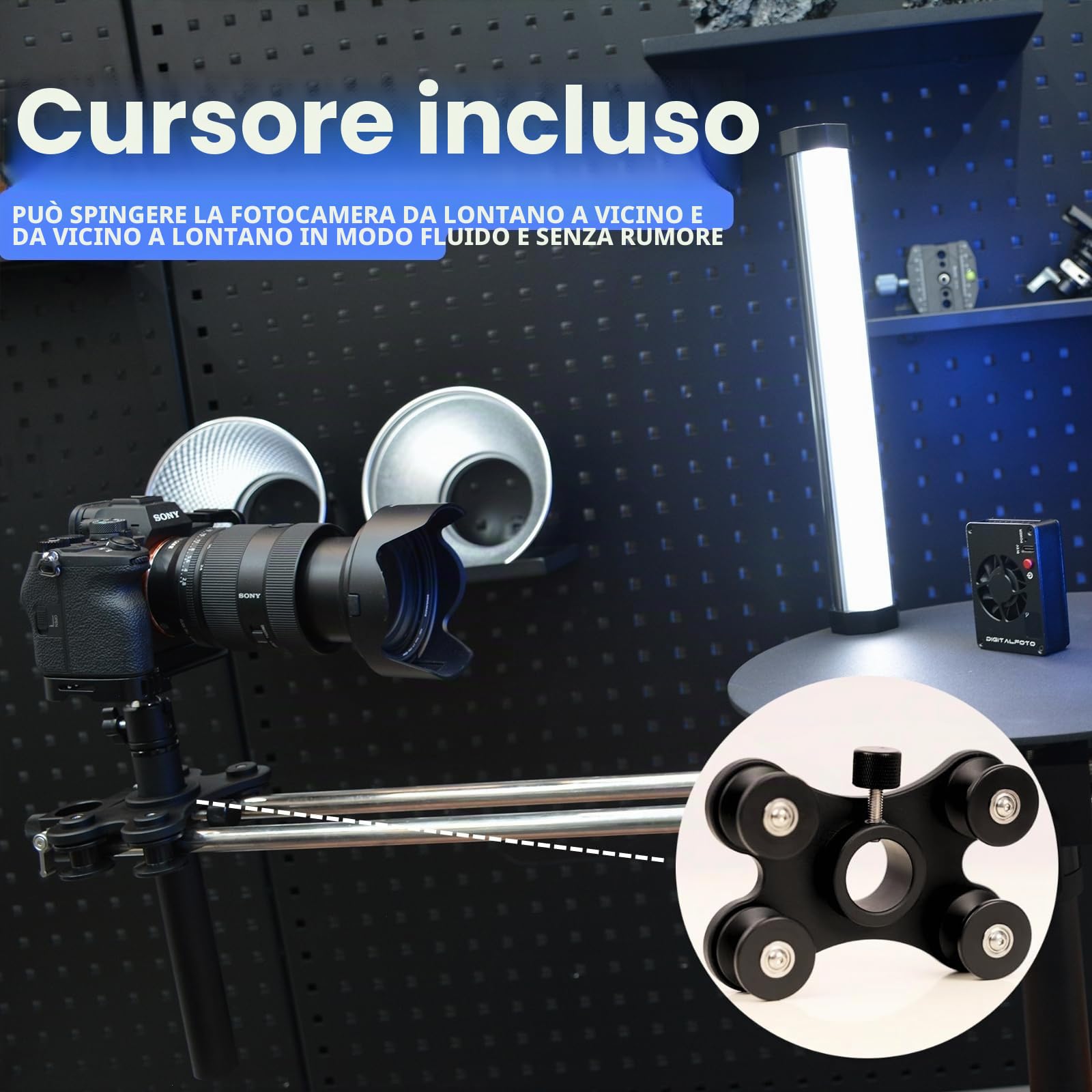 V360S Foto Booth 360 con Slider per Produkt Video | Rotating Fotocamera Rig Platform con Dolly Wheel per Commercial Fotografia, Stop Motion e Bullet-Time Effects