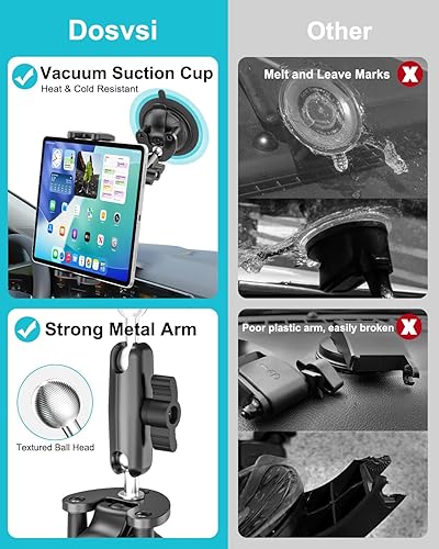 Miniatura 3 de Soporte para tablet de pilotos, ventosa fuerte Soporte de tableta de avión con brazo ajustable de metal, soporte de parabrisas de aviación para iPad