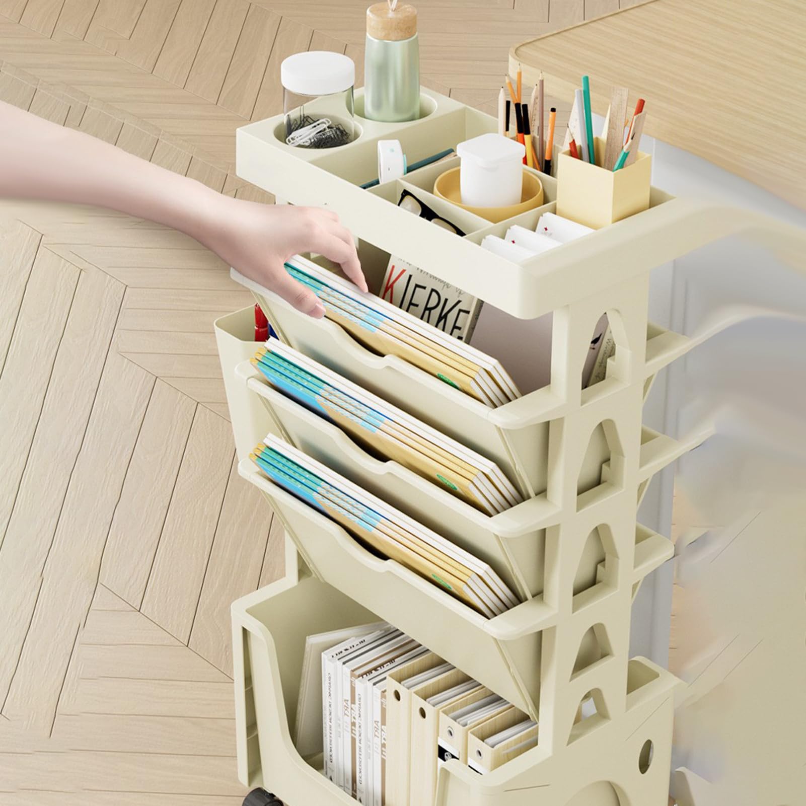 Chariot à Bibliothèque Mobile, Chariot à Livres Roulant, Présentoir D'angle avec Roulettes, étagère de Rangement pour Livres, Bureau, Salon, Salle de Classe, école(5 couches Chariot à Bibliothèque Mobile, Chariot à Livres Roulant, Présentoir D'angle avec Roulettes, étagère de Rangement pour Livres, Bureau, Salon, Salle de Classe, école(5 couches