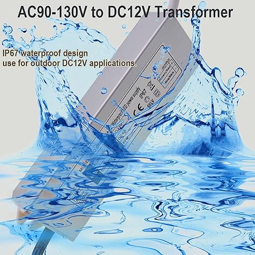 Miniatura 3 de Fuente de alimentación LED de 12 V, adaptador de transformador de bajo voltaje, AC90-130V a DC12V 8.33A 100 vatios LED controlador impermeable IP67