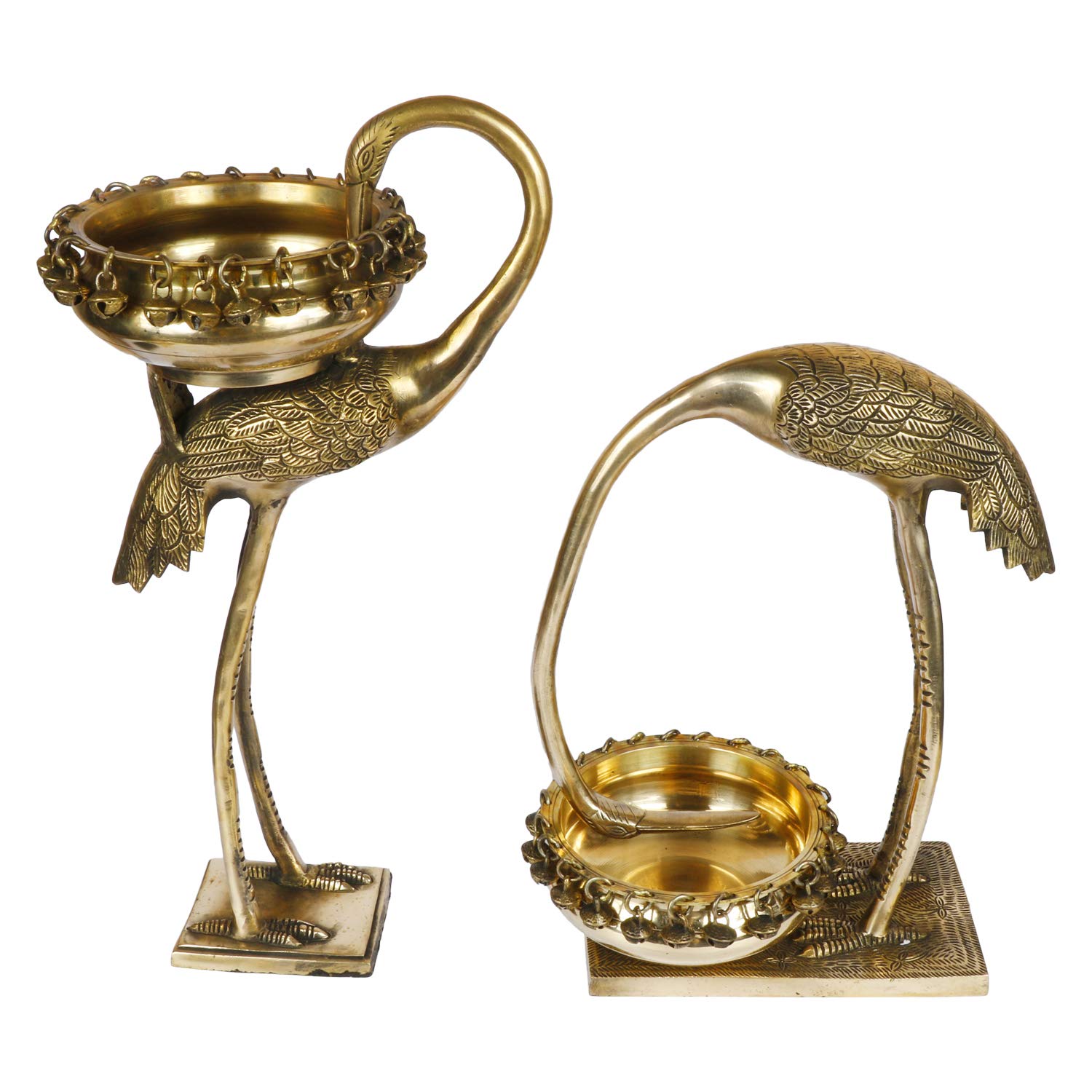 Cygnes en laiton Urli Love Couple grand bol d'artisanat d'art doré de 43,2 cm