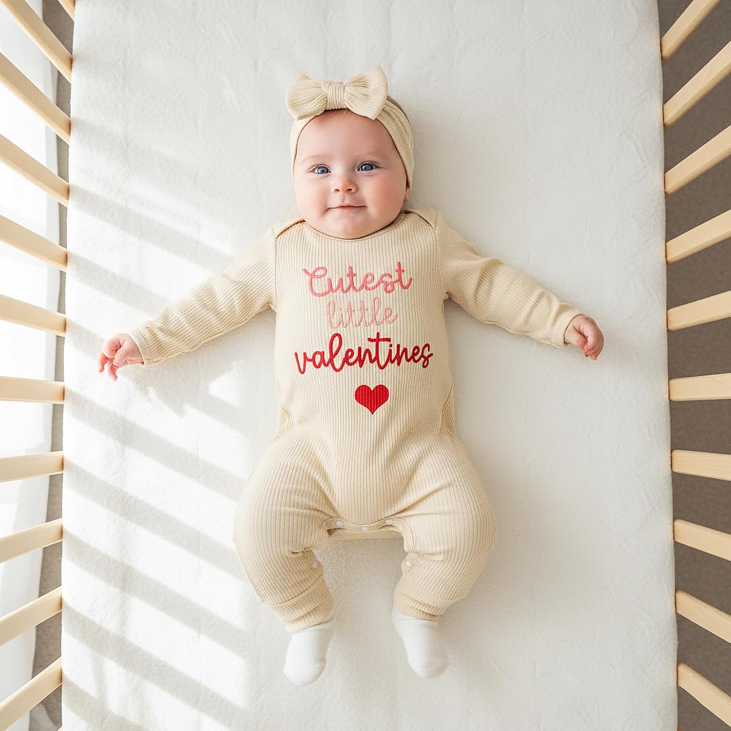 My First Valentines Baby Girl Outfit 3 6 Months Heart Onesie Romper Long Sleeve Jumpsuit Infant Newborn Clothes - Image 3