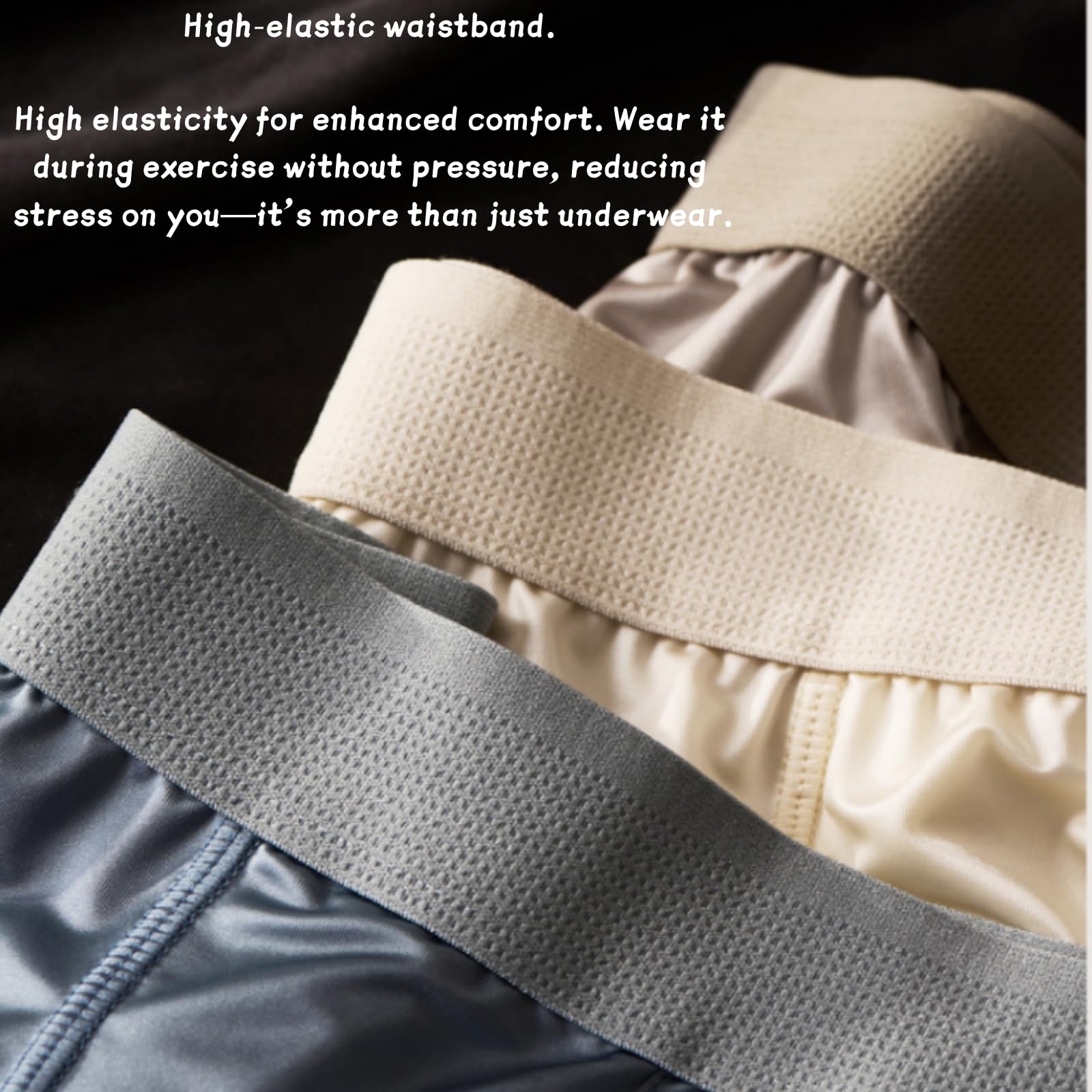 Generisch Calzoncillos bóxer de seda satinada, corte medio, transpirable, sin costuras, seda de hielo, ropa interior lisa para hombre