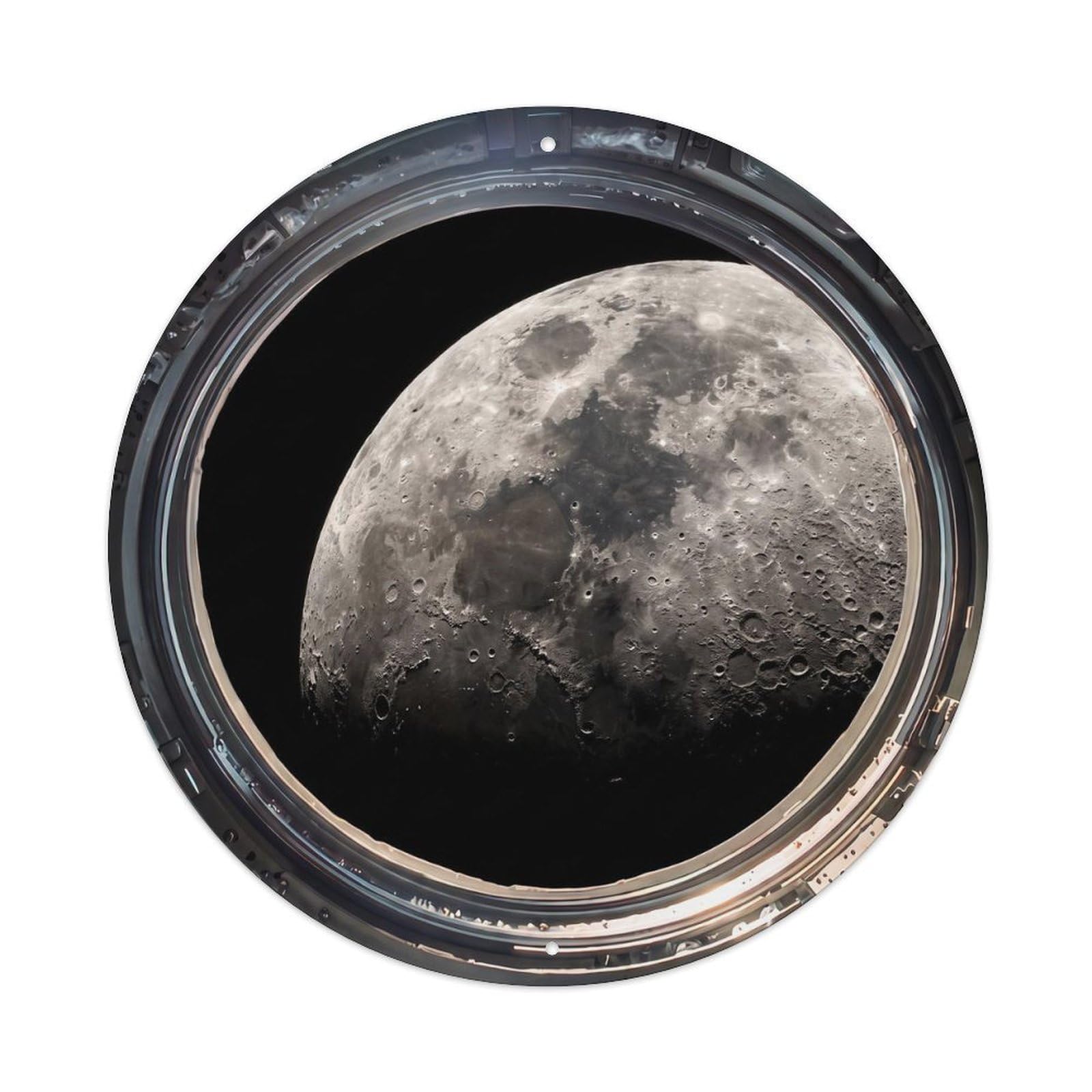 Moon Far Side from Space Station Porthole Metal Tin Sign