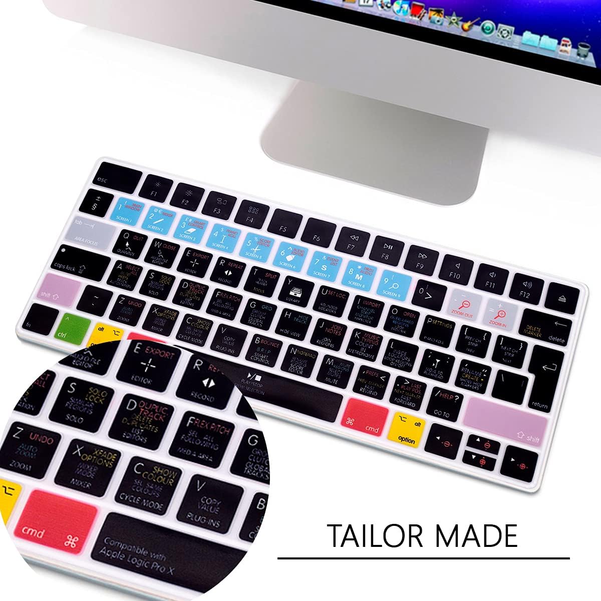 MMDW EU Layout Logic Pro X Shortcuts Keyboard Skin Hot Keys Ultra Thin Silicone Keyboard Protective Cover Skin Protector for Magic Wireless Keyboard MLA22L/A A1644 (2015 Released) - Image 4