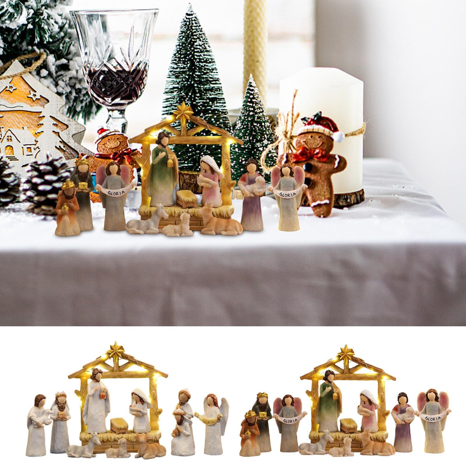 Weihnachtskrippen-Set Religiöse Heimdekor-Figuren 12 Stück
