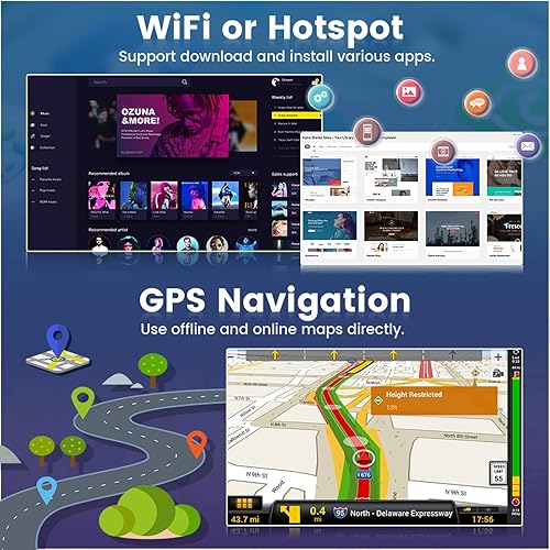 Miniatura 4 de Roinvou Estéreo Android CarPlay 2+32G para Toyota Corolla 2009-2013, pantalla táctil de 9 pulgadas, navegación GPS en el salpicadero con CarPlay