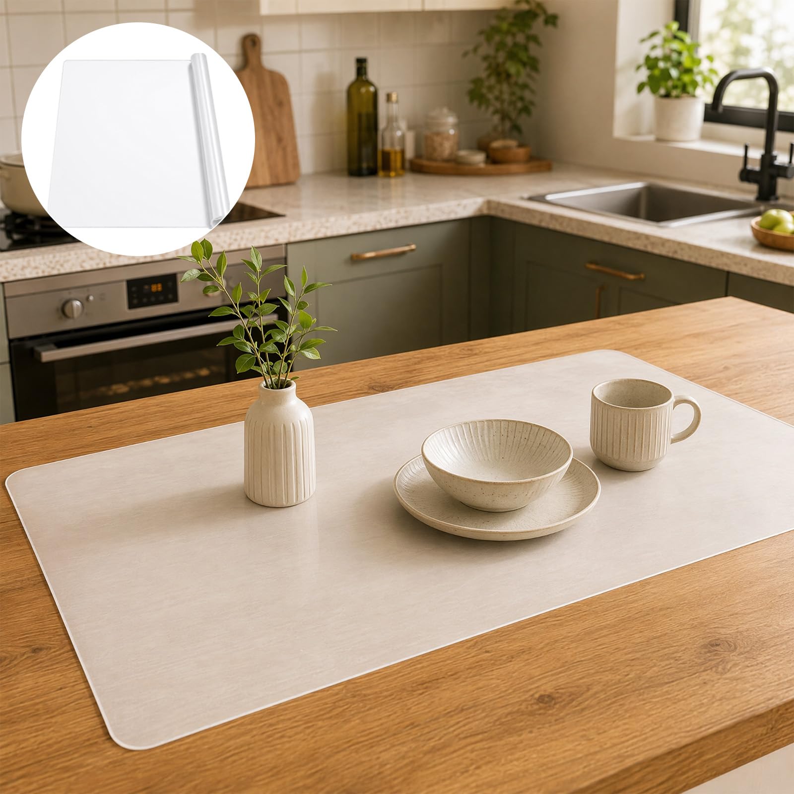 Grand tapis de table en silicone - 120 x 60 cm - Découpable - Sous-main de bureau - Tapis de bricolage - Résistant à la chaleur - Antidérapant - Pour cuisine, bureau - Couleur semi-transparente