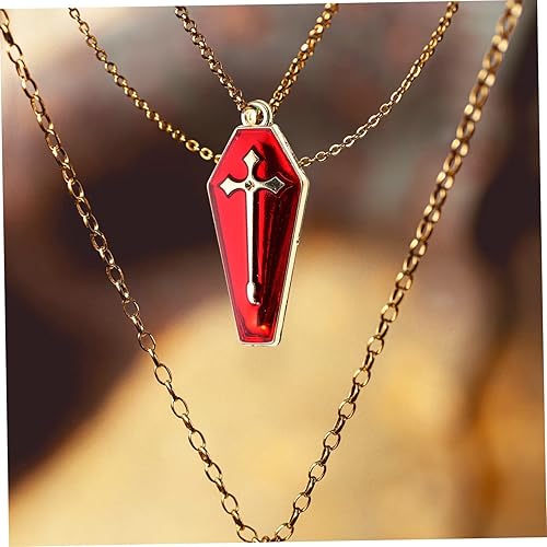 Miniatura 2 de Abaodam 60 piezas de collares con colgante de ataúd de cruz, collar de llavero de Halloween esmaltado, colgante de ataúd de Halloween, joyería de