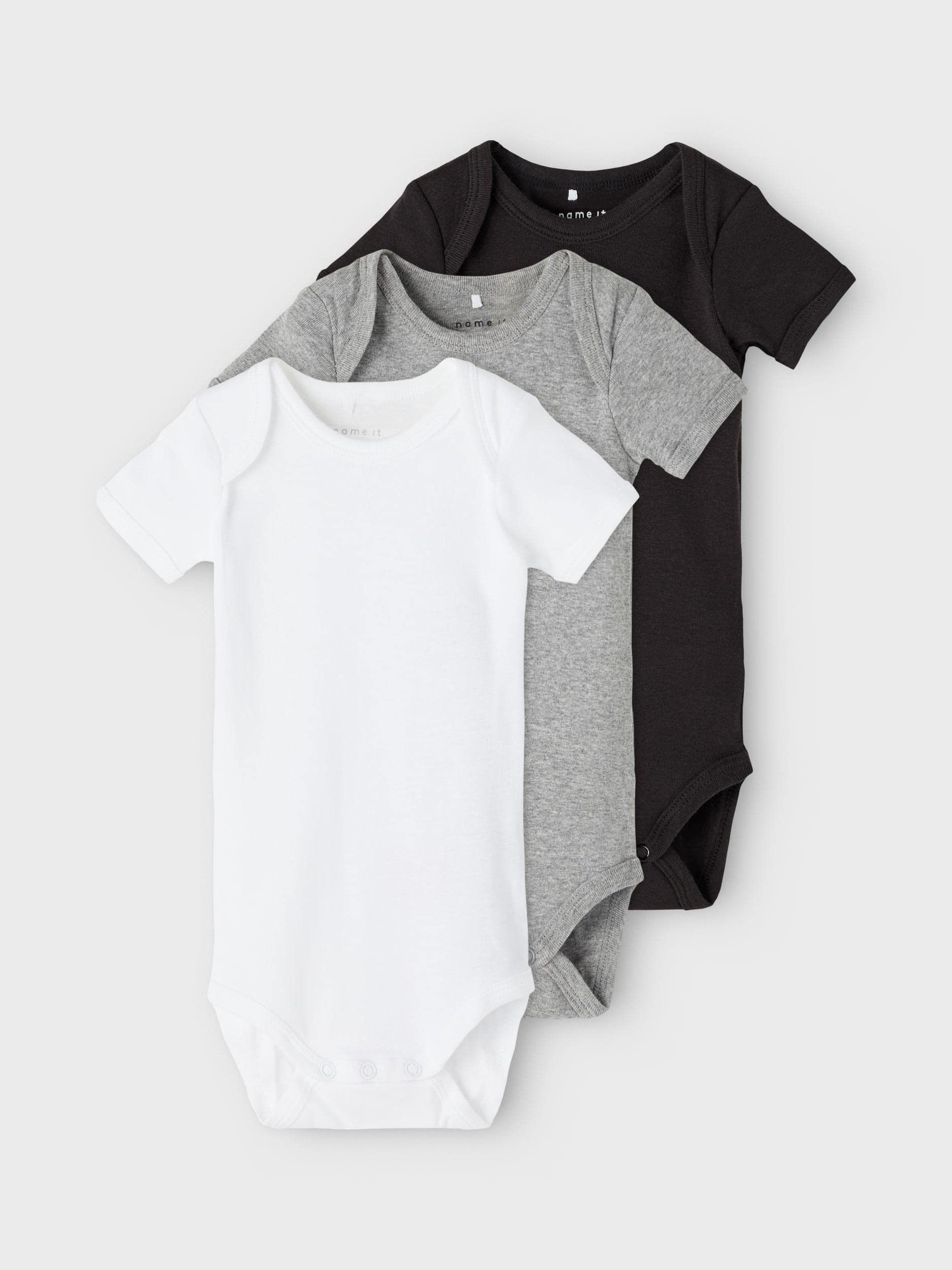 NAME IT śpioszki uniseks niemowlęta NBNBODY 3P SS BLACK 2 NOOS (3 w zestawie)