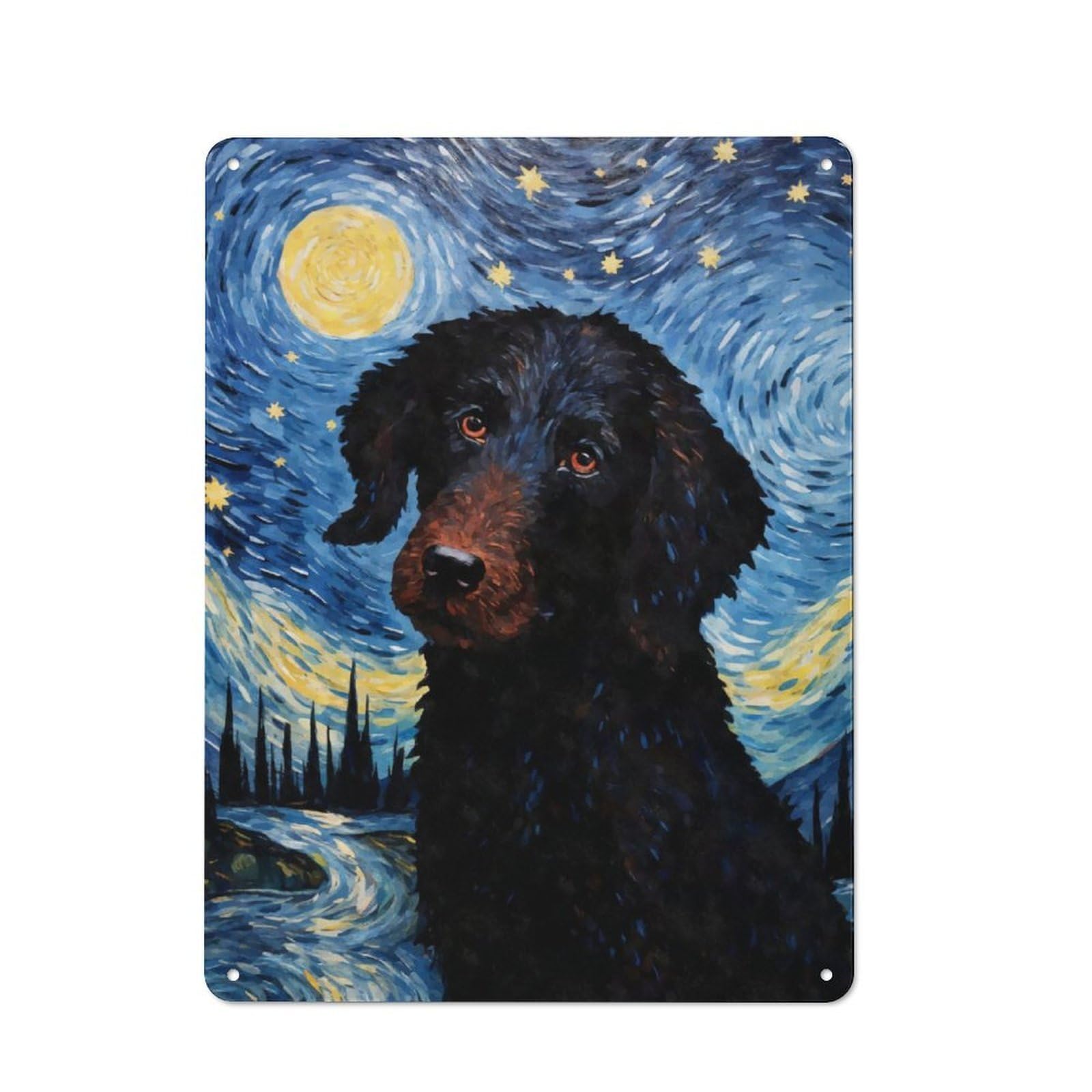 Junmoney Curly Coated Retriever Metal Sign 40X30cm With For Workshop Wall, Rustic Decor, For Garage, Workshop And Man Cave Decoration