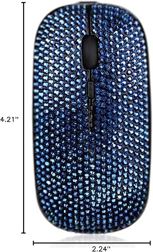Miniatura 10 de Ratón inalámbrico recargable Bling de lujo con diamantes de imitación de cristal austriaco, mouse delgado plano para computadora portátil regalo de