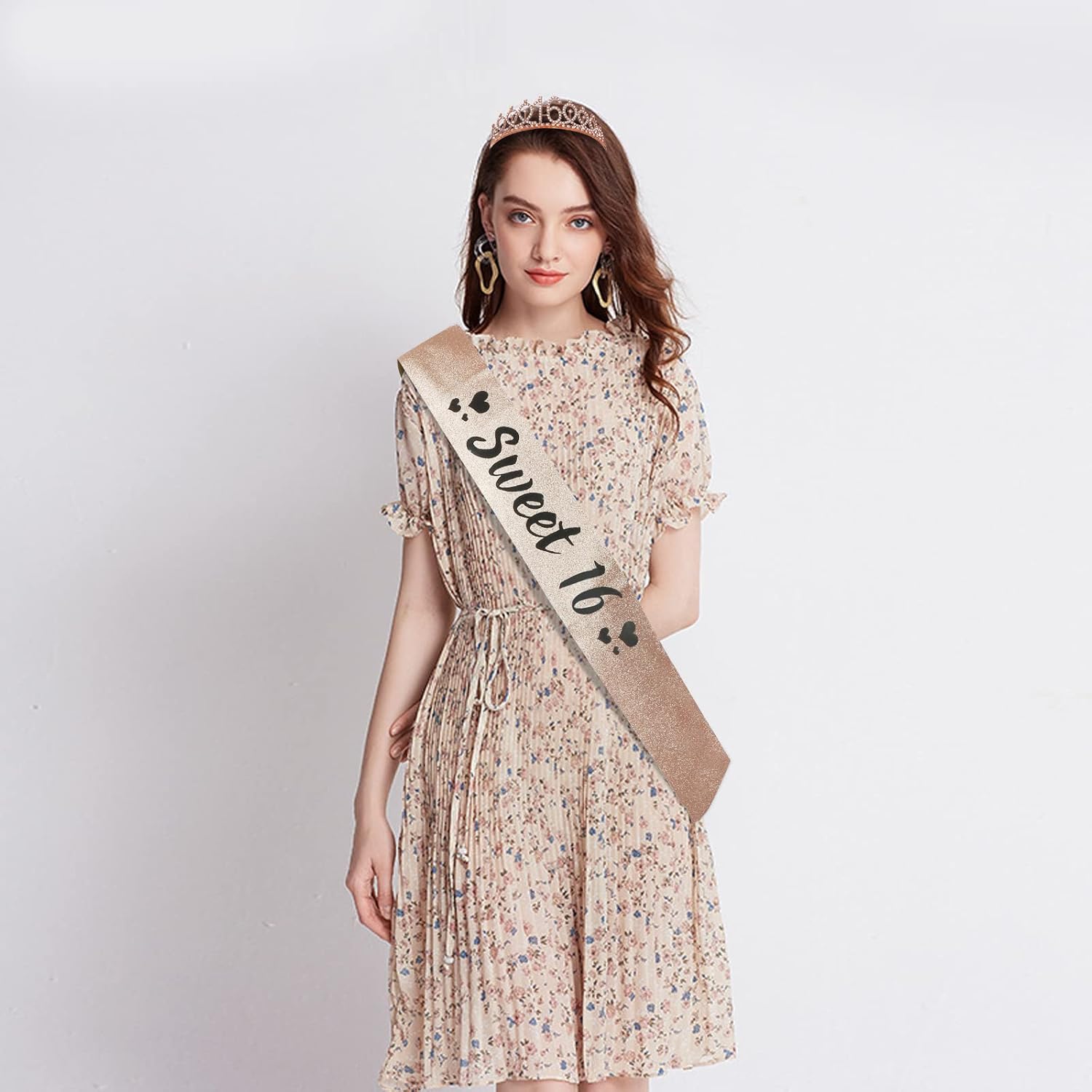 26th Birthday Sash and Tiara for Women, 26 & Fabulous Birthday Sash and Crown for Party Favors Supplies and Decorations, Rose Gold - Image 3