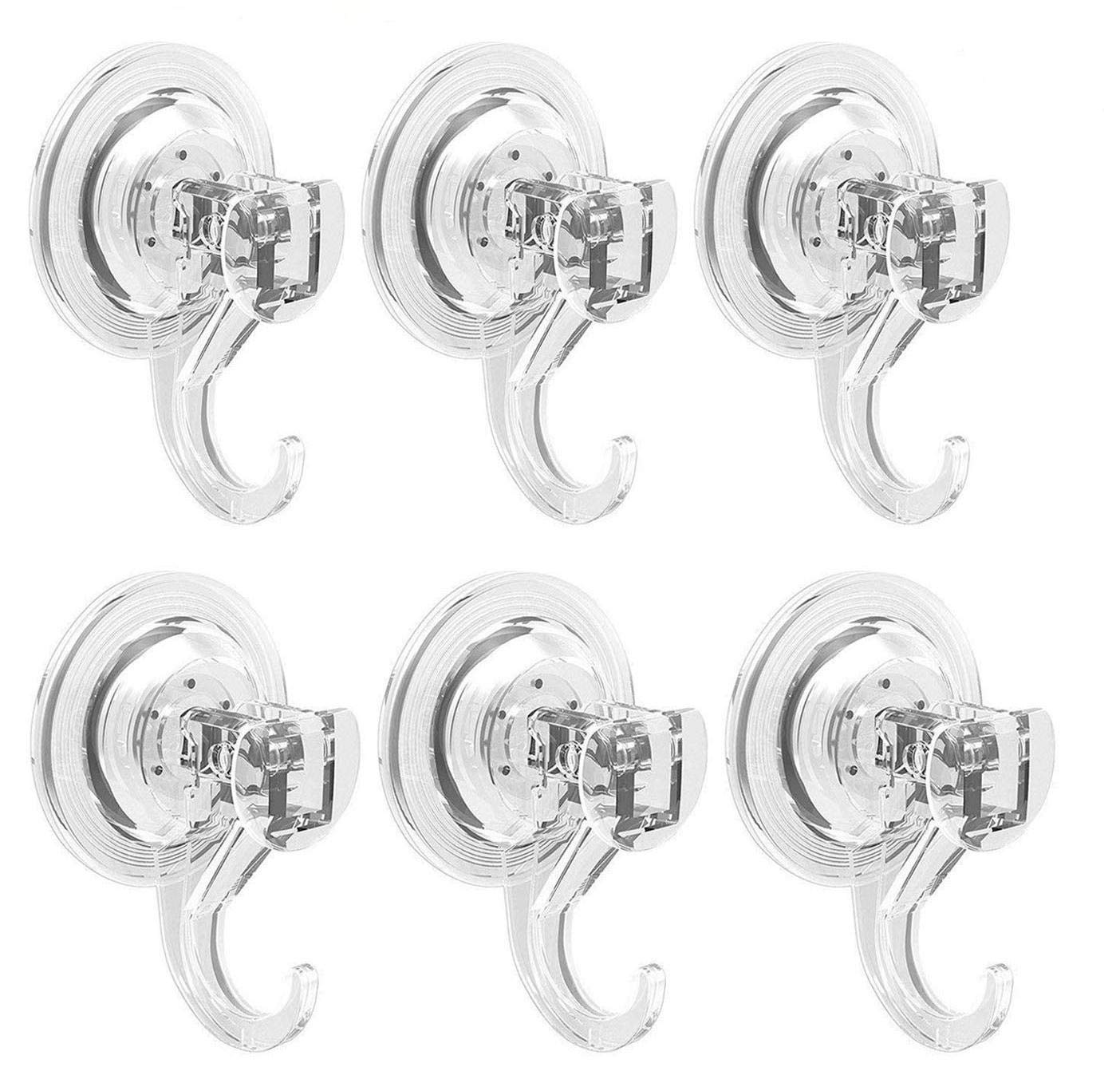 YOMYM Suction Cup Hooks, Powerful Suction Hooks (6 Pack), Shower Suction Cup Hooks Holder, Heavy Duty vacuum Suction Hooks, Hooks for Bathroom, Shower, Towel, Bathrobe, Loofah, Bathroom & Kitchen