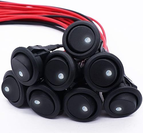 Twidec8Pcs SPST Round Dot Lighted Rocker Switch Toggle Control for Car Or Boat 20A 12V DC OnOff White LED Light with Pre-soldered Wires KCD2-102N-W-X Twidec8Pcs SPST Round Dot Lighted Rocker Switch Toggle Control for Car Or Boat 20A 12V DC OnOff White LED Light with Pre-soldered Wires KCD2-102N-W-X