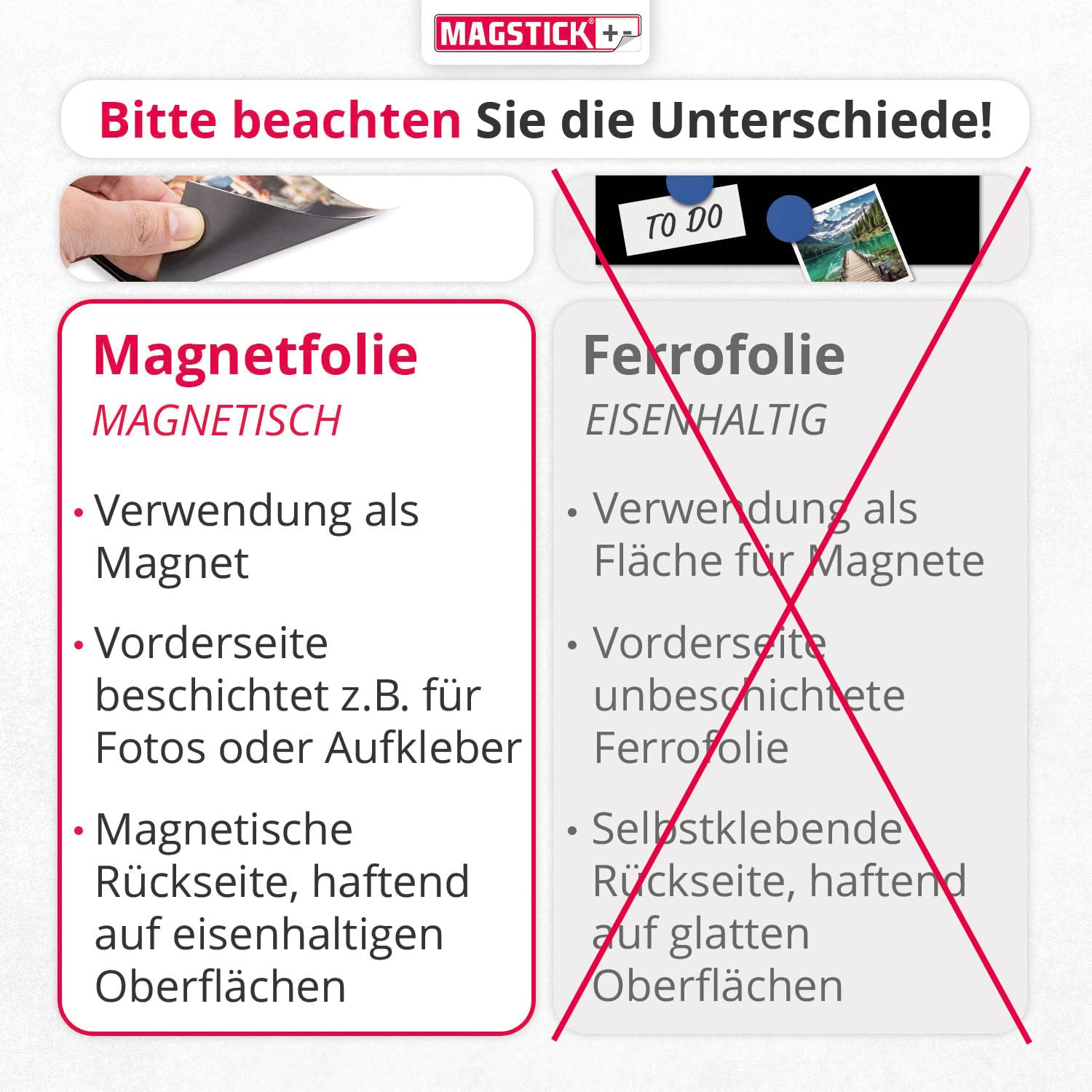 Magnet-Folie selbstklebend | DIN A4 I Magnetklebefolie I flexibel zuschneidbar magnetisch beklebbar I zum Basteln ordnen I Stanzen Aufbewahrung Magnetbogen Fotomagnet I mag113 (Packung mit 2)