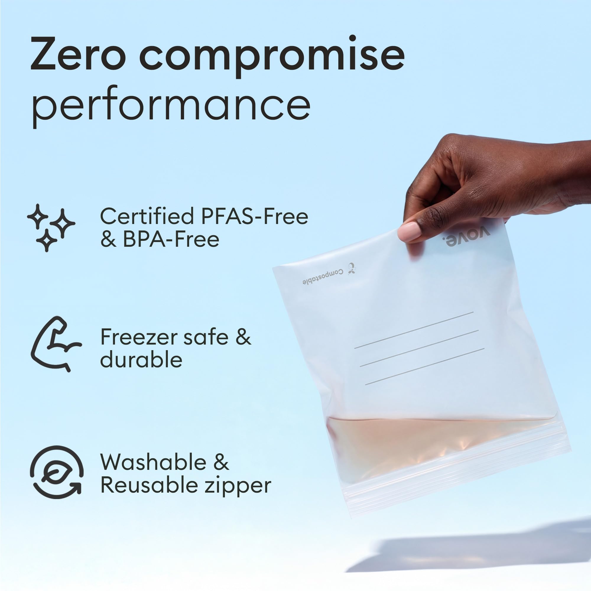 Compostable Zip Lock Bags - Eco-Friendly Produce Storage -3 Compostable Zip Lock Bags - Eco-Friendly Produce Storage -3