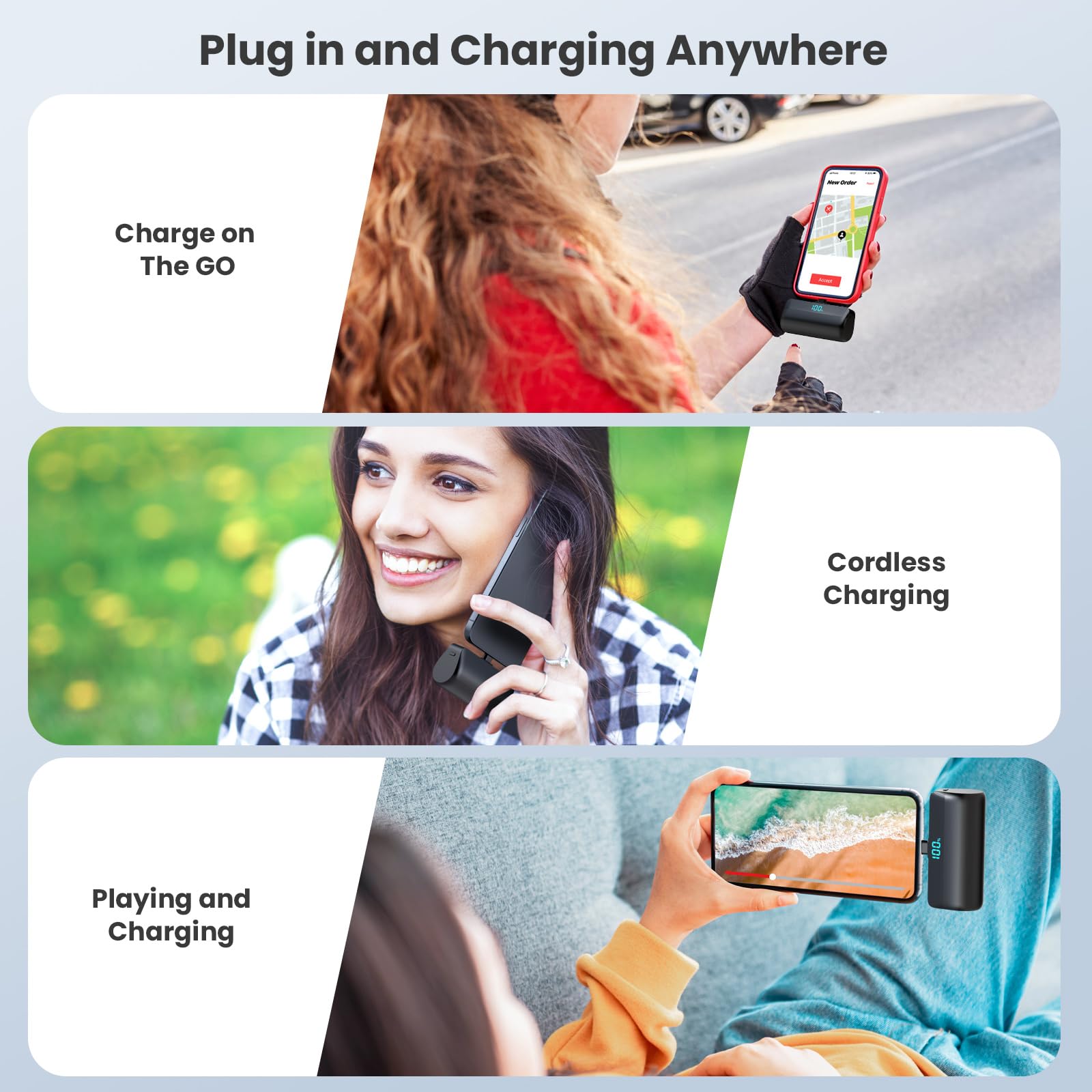 Feob Mini Power Bank per iPhone 17/16/15 Serie, 5200mAh PD 3A USB C Caricatore Portatile Ultra-Compatto Batteria Esterna Powerbank con LED Display Compatibile con iPhone 17/16/15, Samsung S25/S24 etc