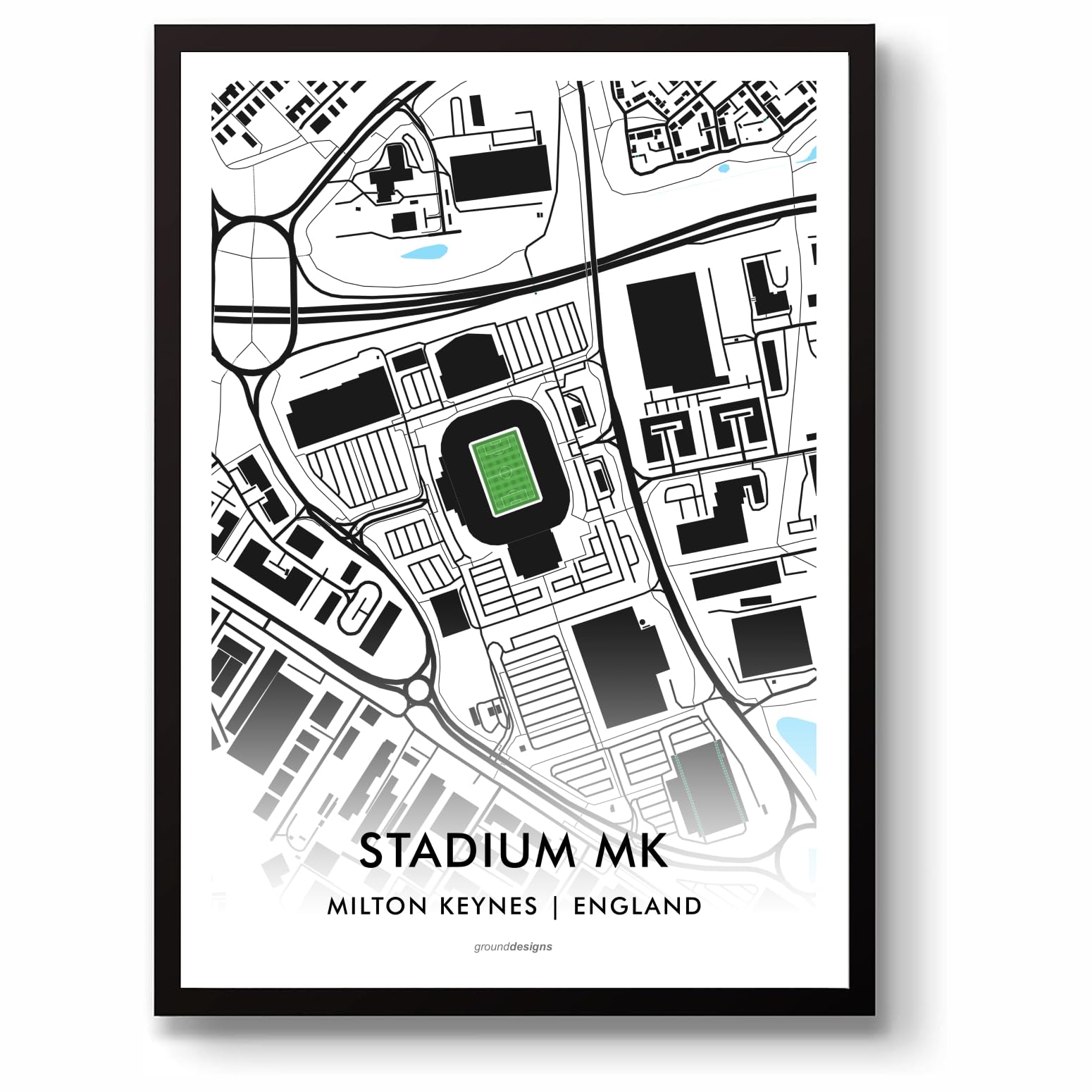 GroundDesigns MILTON KEYNES DONS FC Football Gift STADIUM MK Art A3 Print MKDFC
