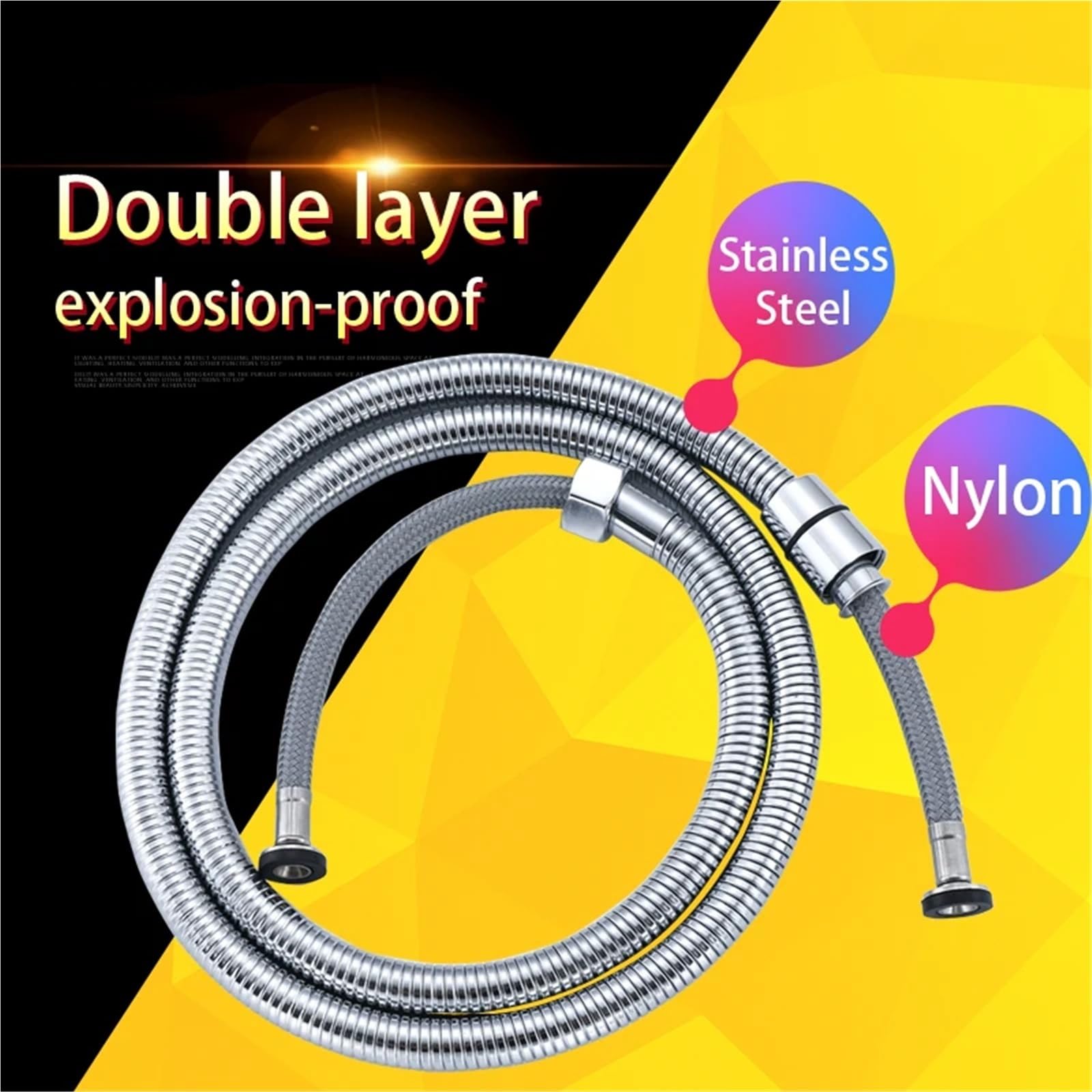 Manguera de ducha de acero inoxidable flexible de 1,5 m, diseño trenzado antitorsión para un flujo de agua óptimo y protección contra fugas