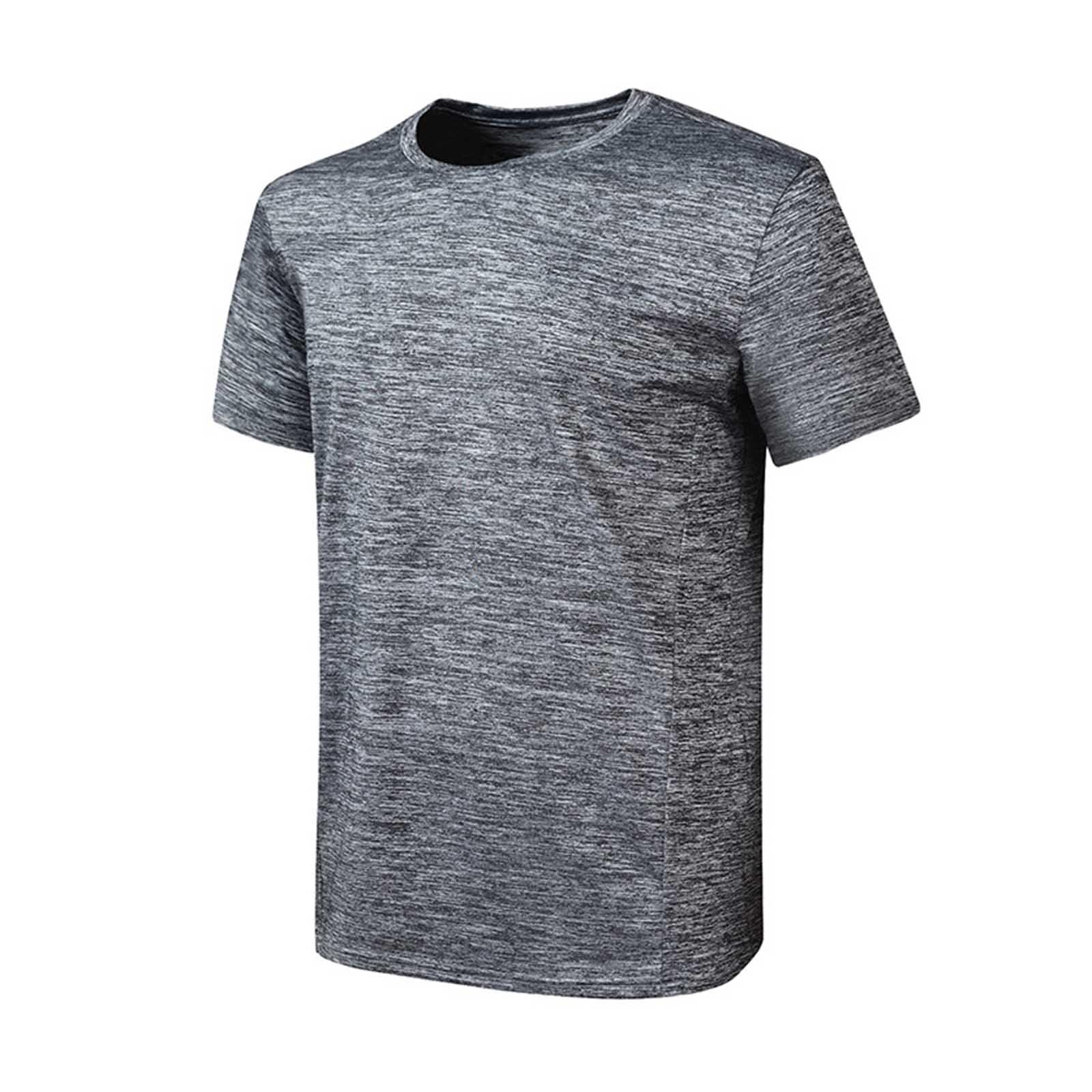 Camiseta deportiva de manga corta para hombre, cuello redondo, ajuste holgado, de secado rápido, transpirable, para gimnasio, entrenamiento, correr, uso diario