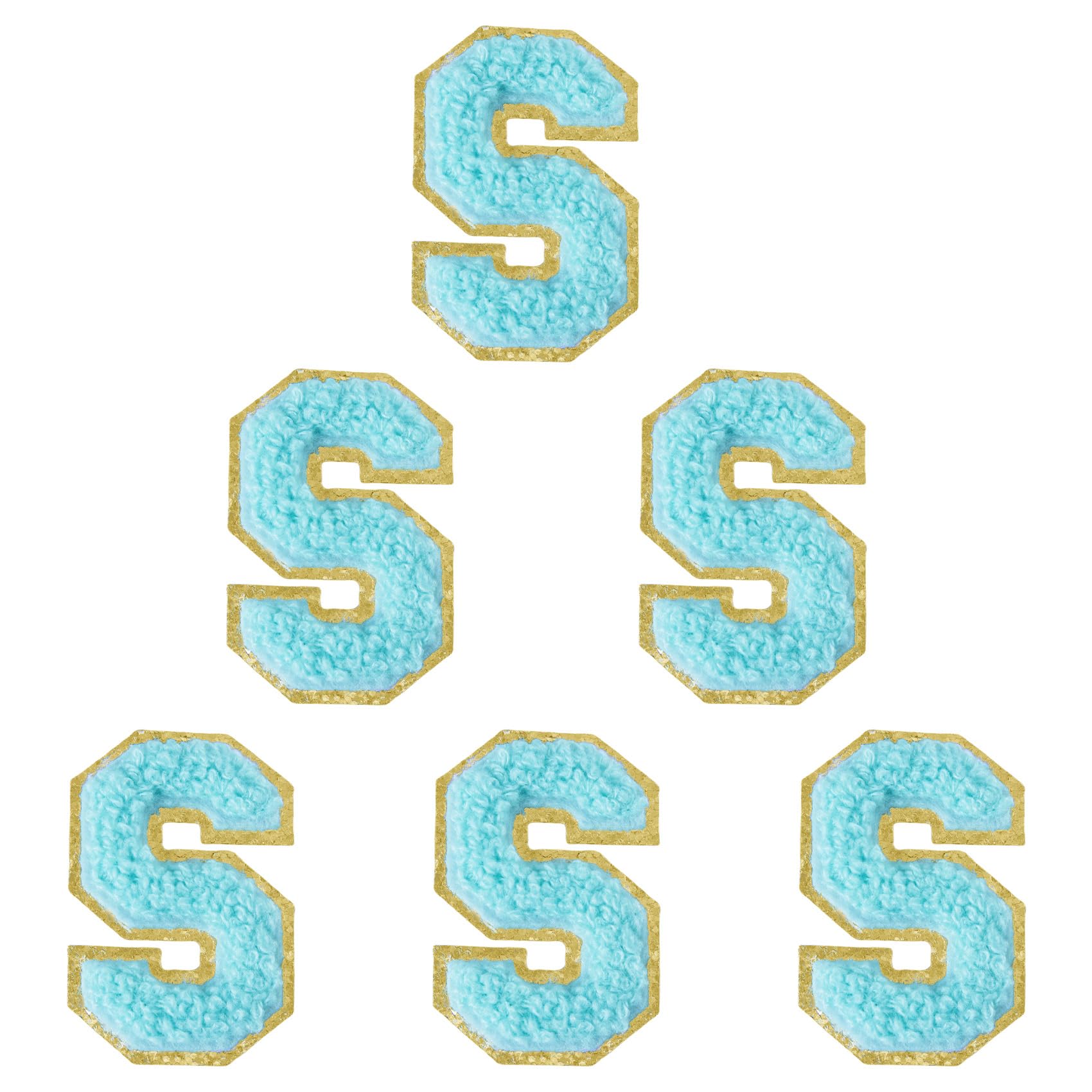 Aganmi 6Pcs Self Adhesive Chenille Letter Patches Preppy 2inch A-Z Varsity Letter Patches Sew On Embroidered Repair Patch for Clothes Hats Bags Letter