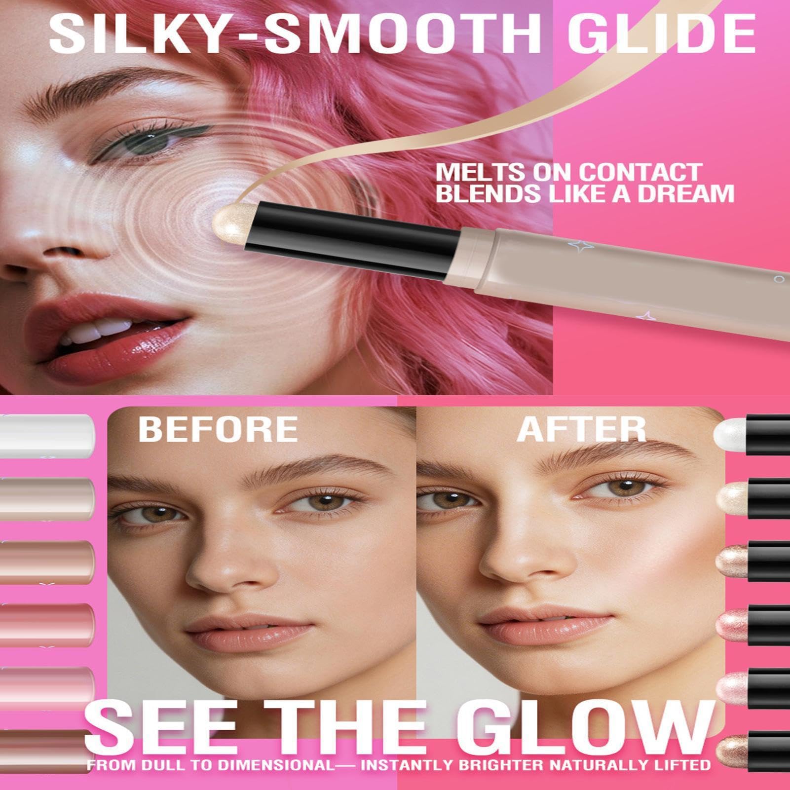 Illuminante per il Viso | 6 Pezzi Resistente al Sudore | Matitone Contouring | Regalo per Compagna Moglie Figlia Sorella, Ideale per Uscite Matrimonio Viaggio Lavoro