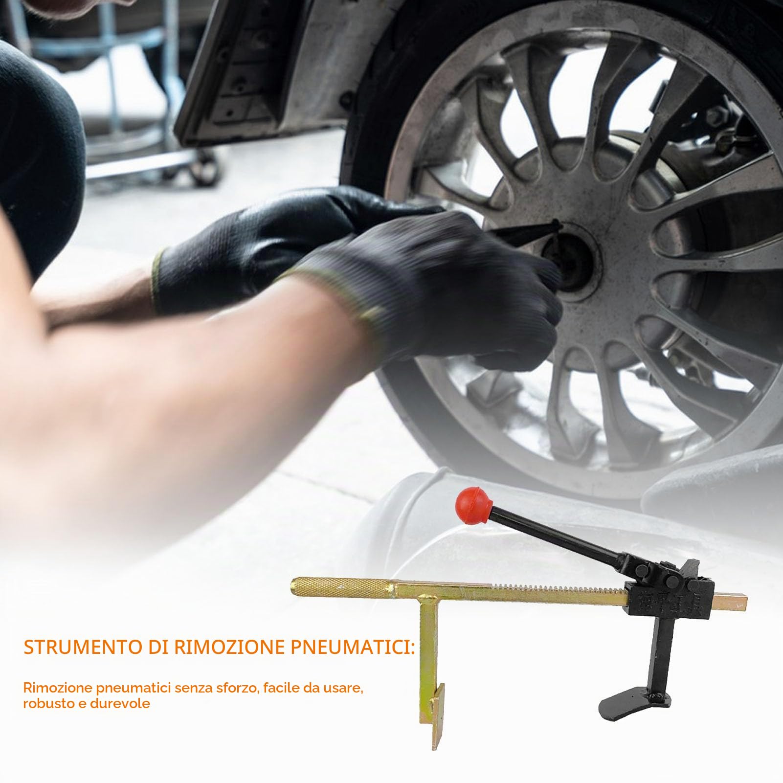 Stallonatore per Pneumatici - Smontagomme Multiuso in Metallo - Stallonatore per smontaggio Pneumatici Moto con Guida Manuale per berline, Minivan, Bici elettriche, roulotte, Bici da Strada