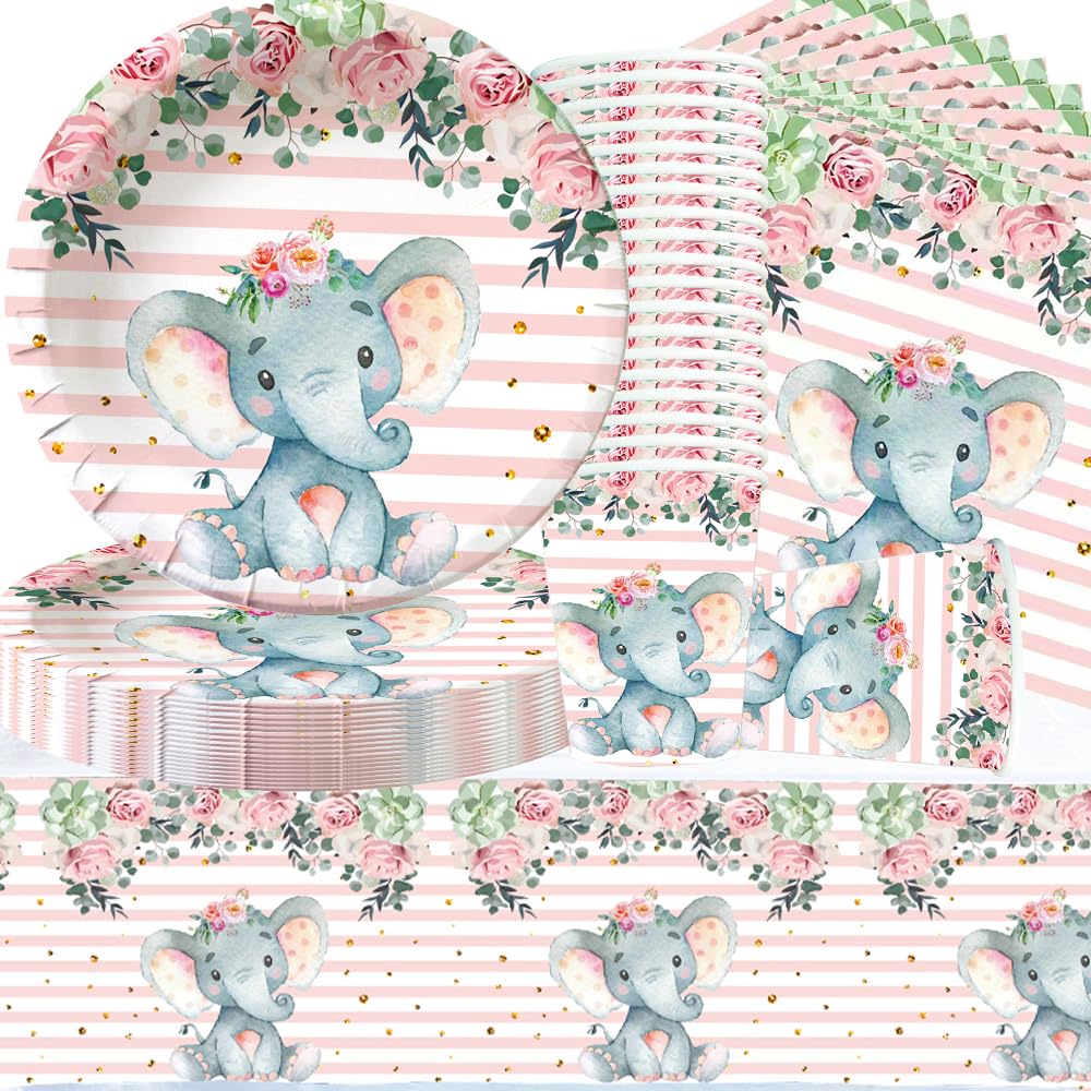 Set Stoviglie Elefante Blu Per Feste - 69 Pezzi Per 16 Ospiti, Tema Baby Shower - Foto 3