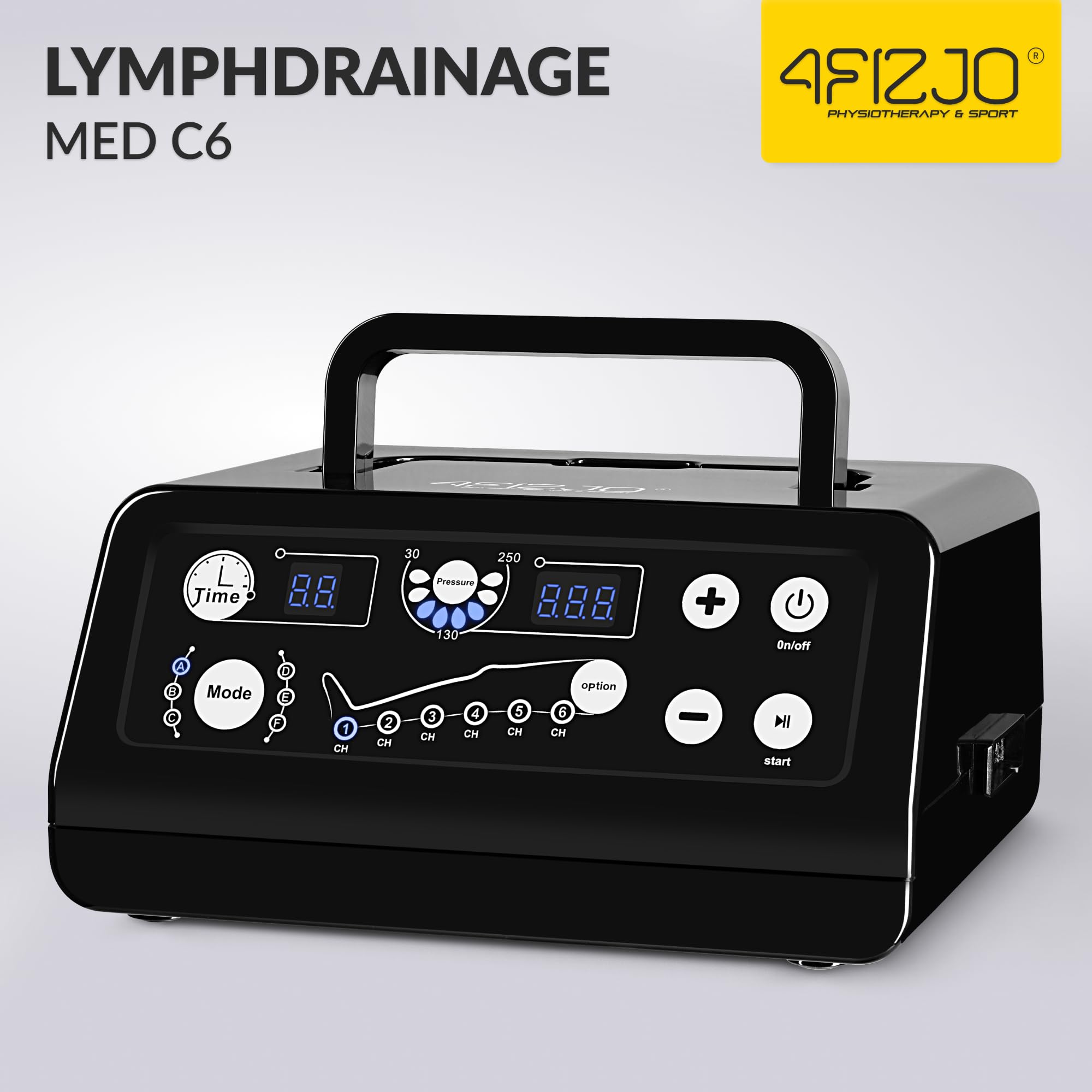 4FIZJO Lymphdrainage-Gerät MED C6, Pressotherapie, Beinmassagegerät, Für Venenrückfluss & gegen Wassereinlagerungen, Maximale Recovery & Entspannung, 30-250 mmHG, 6 Luftkammern, 6 Massageprogramme