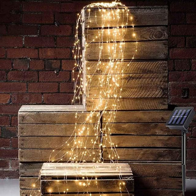 Toifucos Solar String Lights Outdoor, 10 Strands 200 LEDs Hanging Vine Tree Lights Waterfall Vine Branch Lights Waterproof Twinkle Starry Lights for Christmas, Wedding, Garden Decorations, 1 Pack
