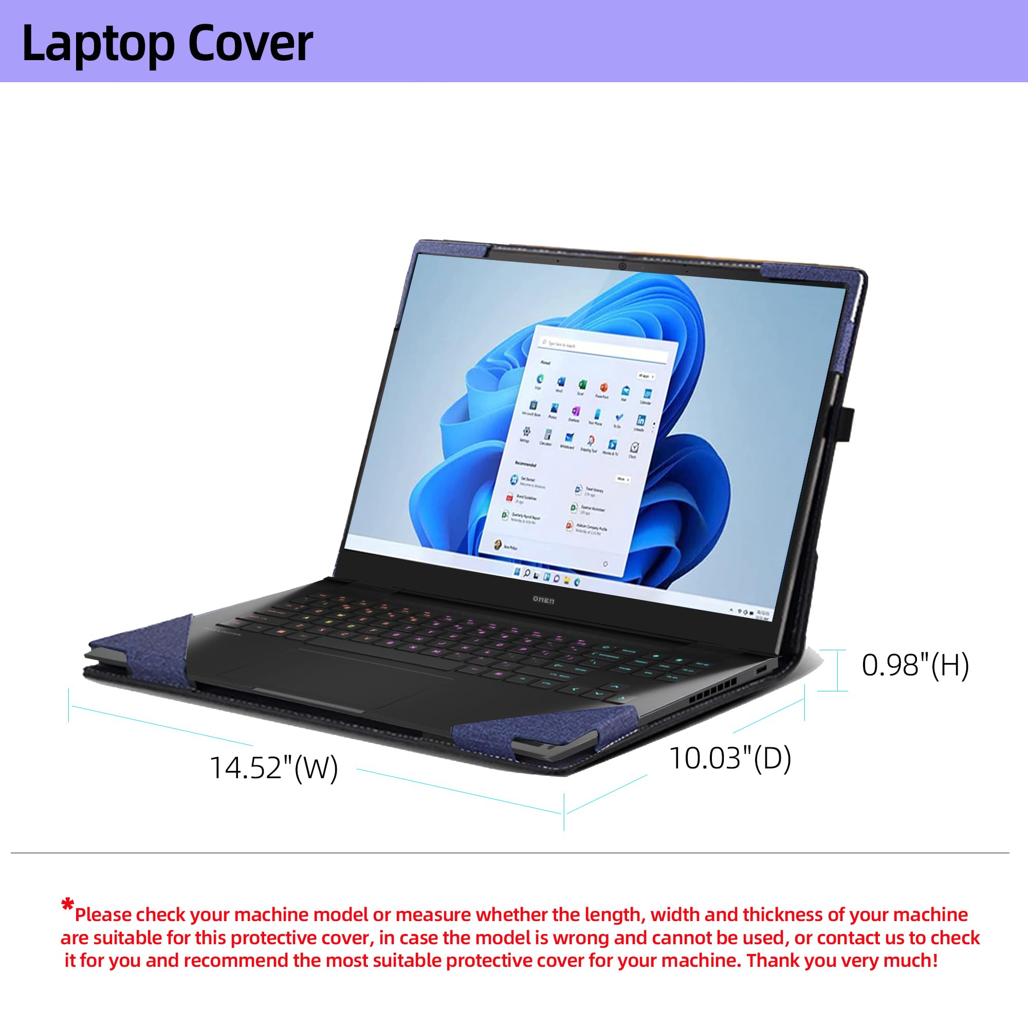 16.1" Laptop Cover For HP OMEN MAX Gaming Laptop 16-ak/16-ah/ 16t-ah 16-an/ 16-am/ 16-ap/ 16z-ap Detachable Anti Fall Skin - 7