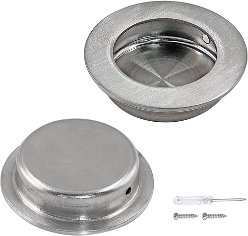 Miniatura 1 de Biaundo - 2 tiradores redondos empotrables para gabinete, tiradores de acero inoxidable para puerta de granero deslizantes para armario, gabinete,