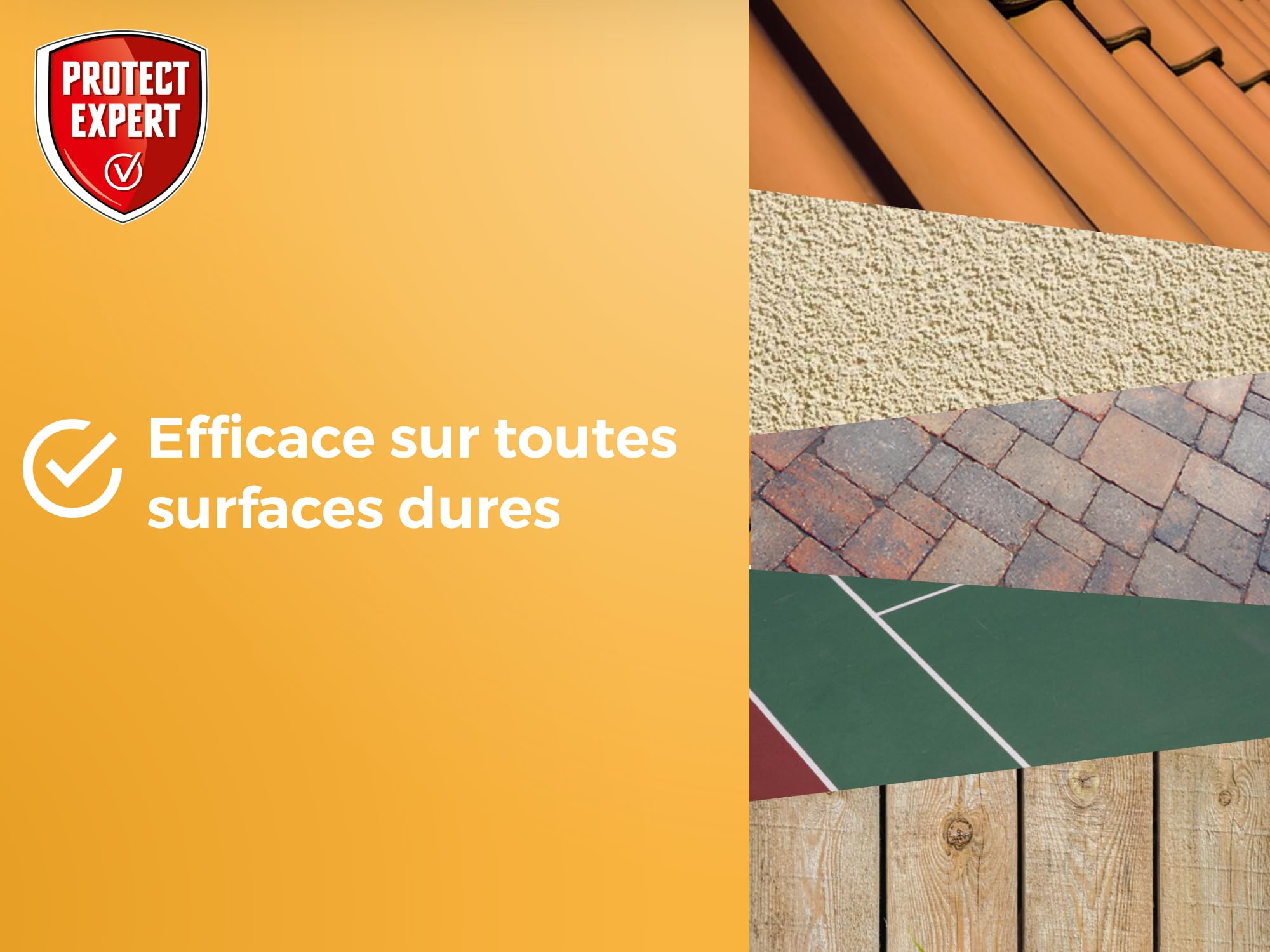 Protect Expert Traitement Terrasses Toitures & Murs - Contre Les Algues Lichens & Dépôts Verts - Prêt-À-Verser - 5L - Double Action - Préventif & Curatif AMTPB5N