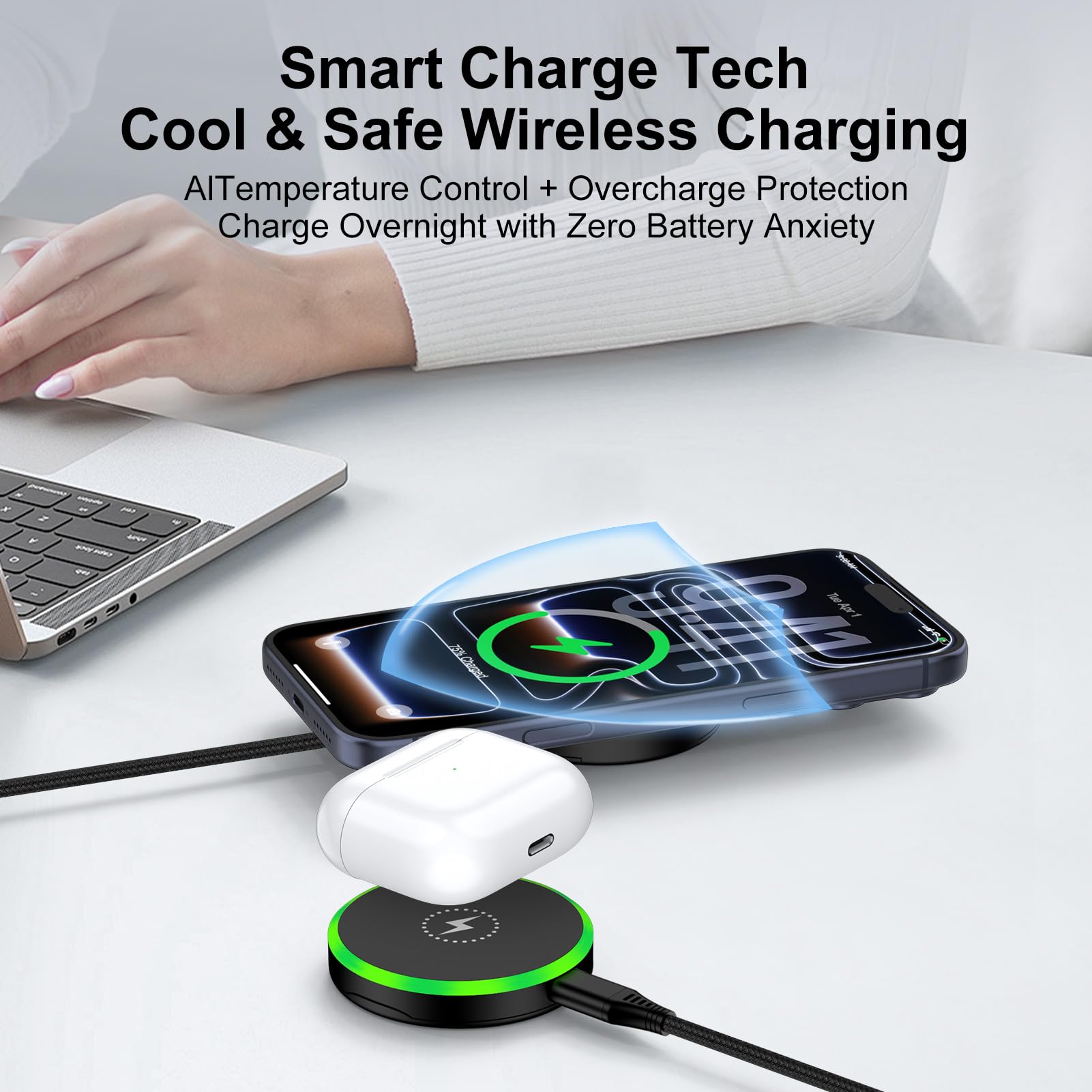 Cargador inalámbrico magnético de 25 W Android de carga rápida para Samsung Galaxy S26 Ultra/S25 Ultra/S24 FE/S23/S22/Z Fold Z Flip 7, 2 unidades de estación de carga inalámbrica para Google Pixel 10