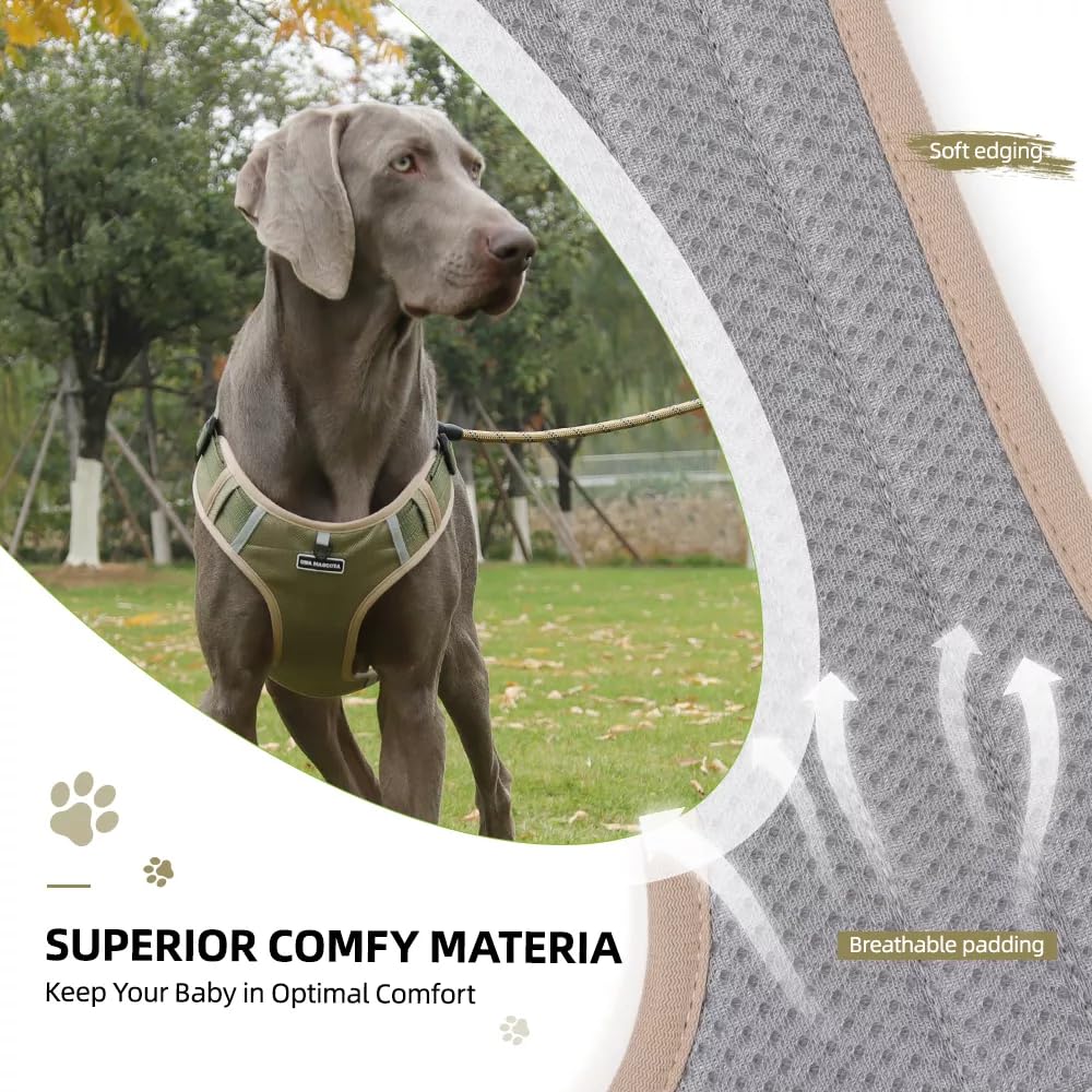 Dog Harness No Pull Adjustable Reflective,for Medium and Large Small Dog with Leash 59.06in (Khaki, L) - image 4
