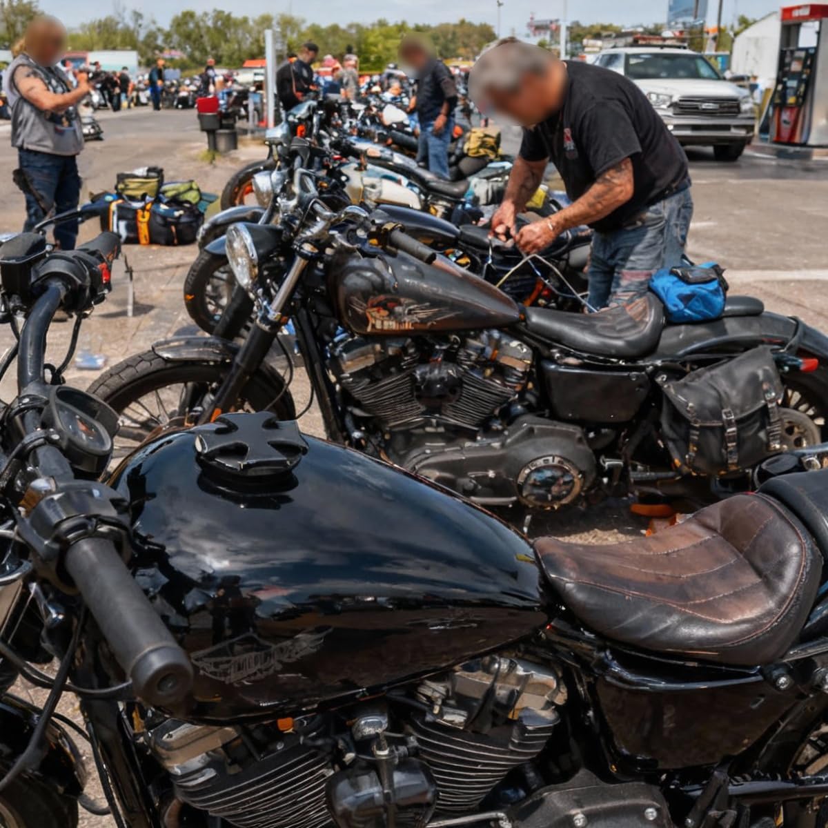 Tapón de depósito de combustible ventilado compatible con Harley Sportster XL 883 1200 / Dyna / Softail, rosca derecha, estilo Holy Cross (negro)