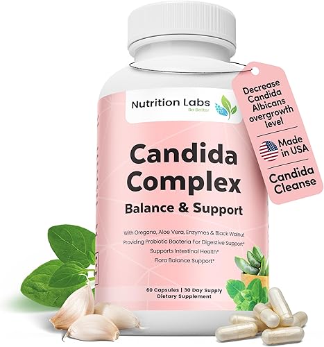 Suplemento Candida Cleanse para equilibrio y apoyo, desintoxicación de candidasa, mujeres y hombres. Salud intestinal y flora, nivel de pH, salud