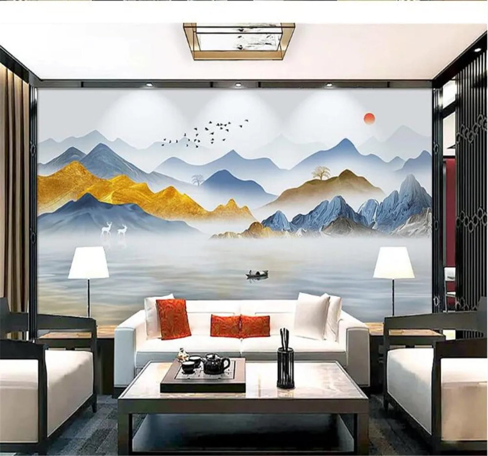 Xlming 200Cm×140Cm(B×H) Abstract Hand Drawn Watercolour Landscape Scenery 3D Wallpaper Premium Textured Silk Study Dining Living Room Bedroom Sofa Tv Wall Easy Install-200Cm×140Cm