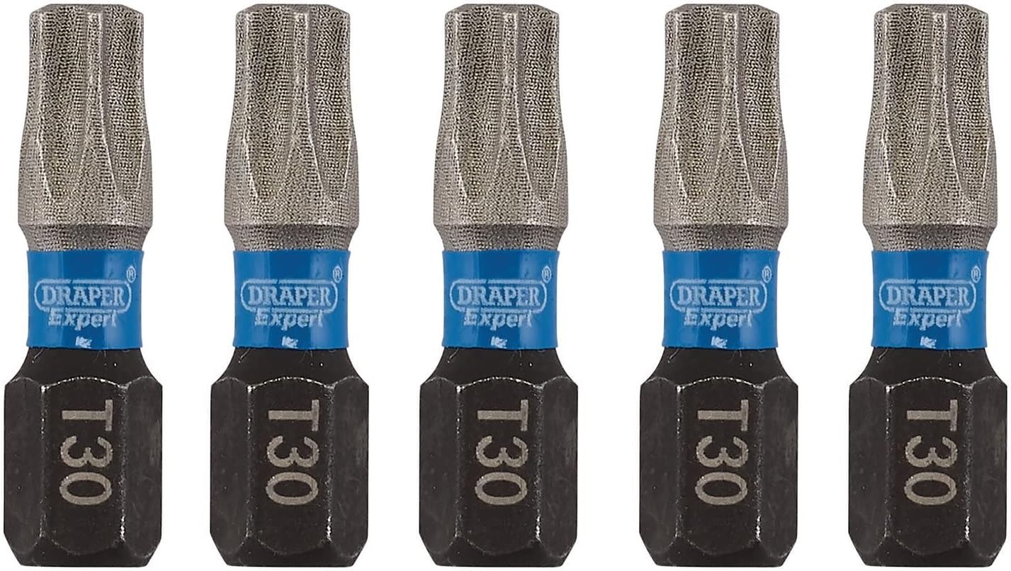 Draper 05496 TX-Star Impact Screwdriver Bits, T30 x 25mm (Pack of 5)