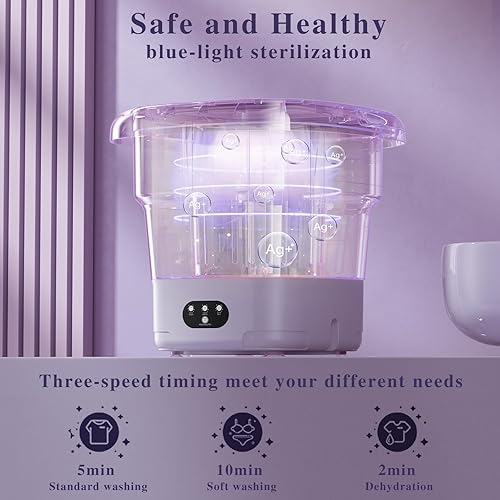 Miniatura 7 de Lavadora portátil, mini lavadora FOVXYVO de 9 litros de alta capacidad para ropa interior, ropa de bebé, calcetines, artículos para mascotas y