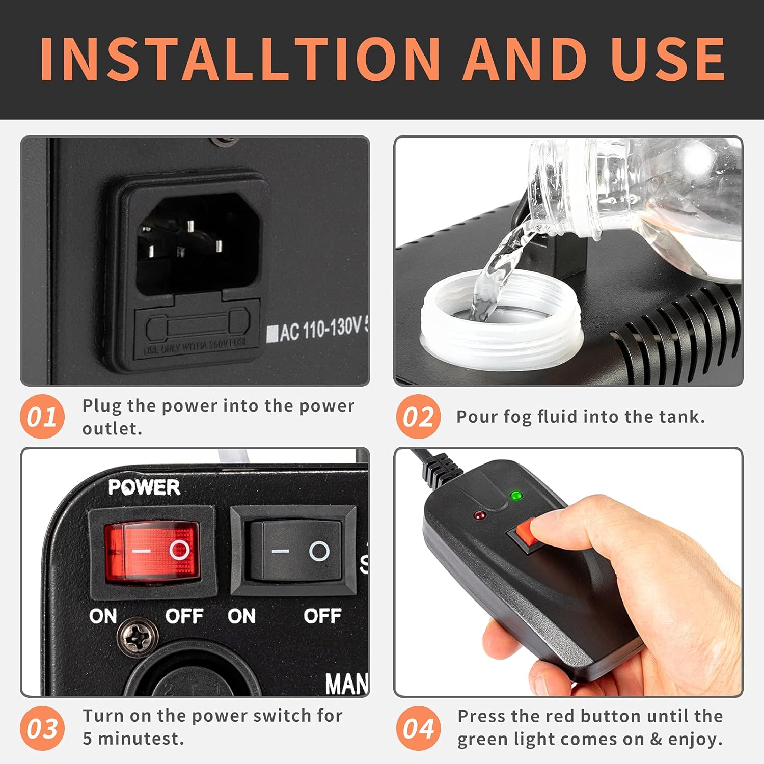 MFL. Fog Machine, Portable Smoke Machine with Wired Controller and Auto Spray Button for Stage, Disco, Halloween and Weddings (400W, 2000 CFM) : Musical Instruments