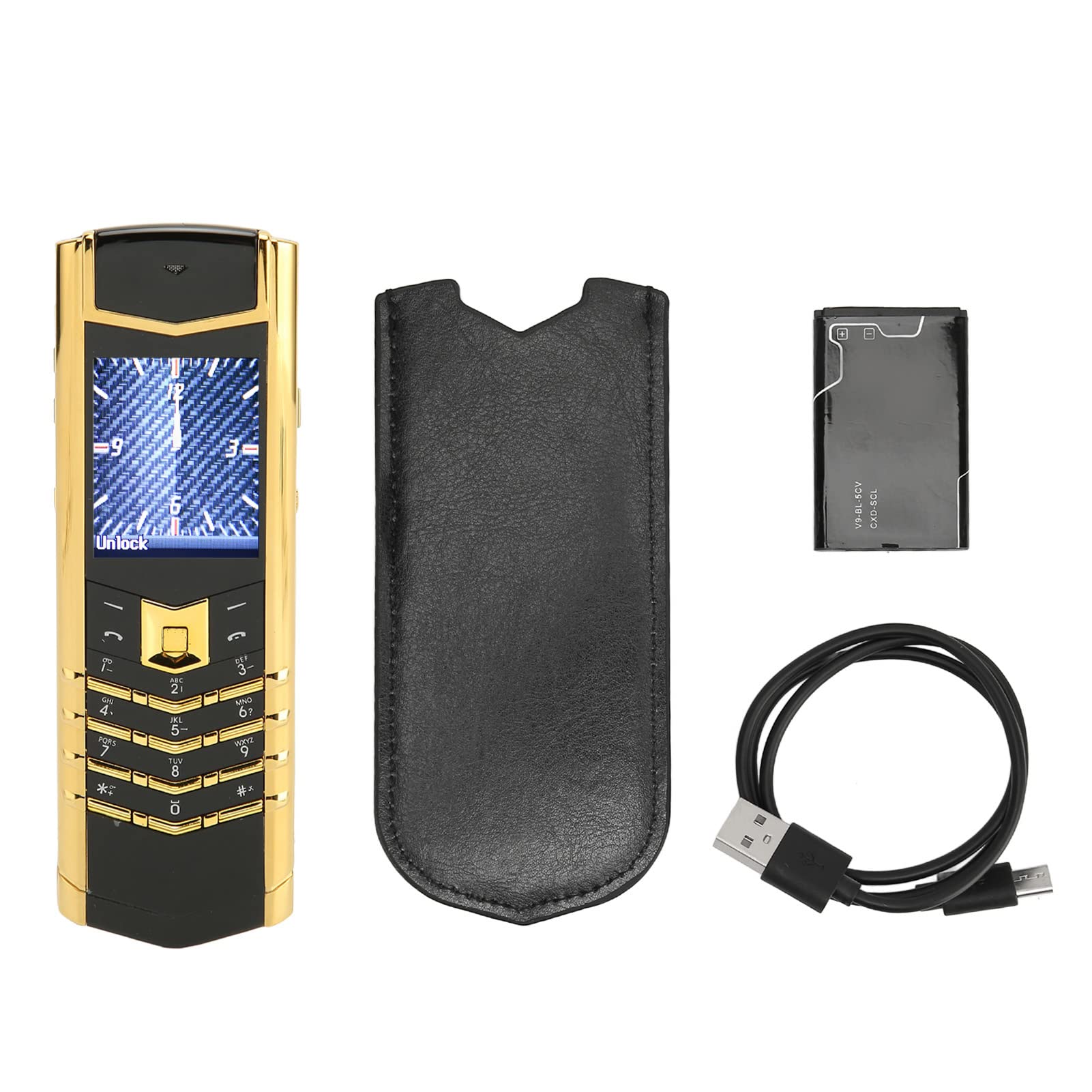 Telefon Komórkowy 2G GSM dla Osób Starszych, Smartfon 1,5 Cala Mini Telefon Komórkowy, Kamera Tylna 5 MP, ładowanie USB, Duża pojemność 1600 MAh, Obsługa Dwóch Kart SIM 2G GSM 850 900 1900 2100 (Czarne złoto)